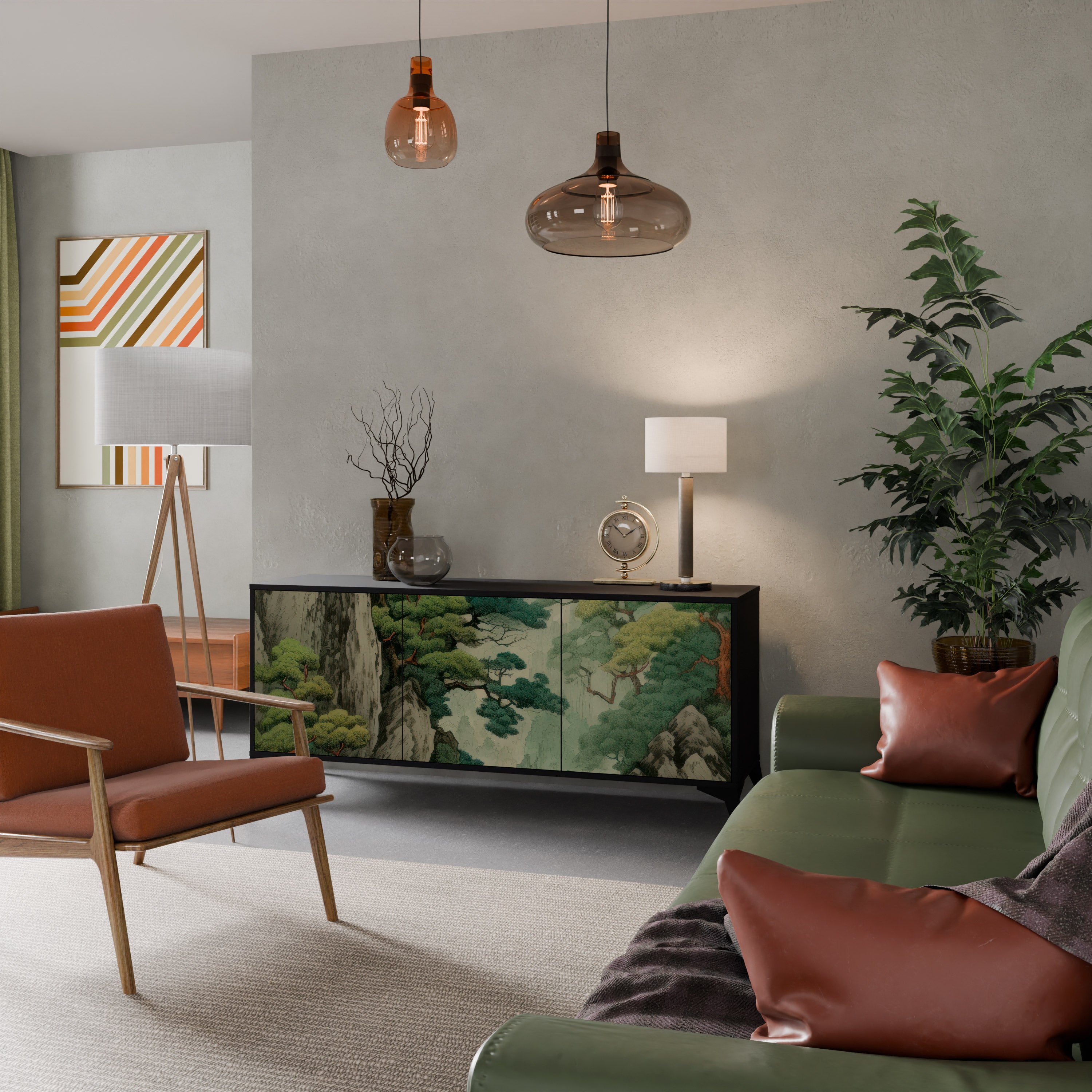 VERDURE ABYSS 3-Door Sideboard in Black Finish