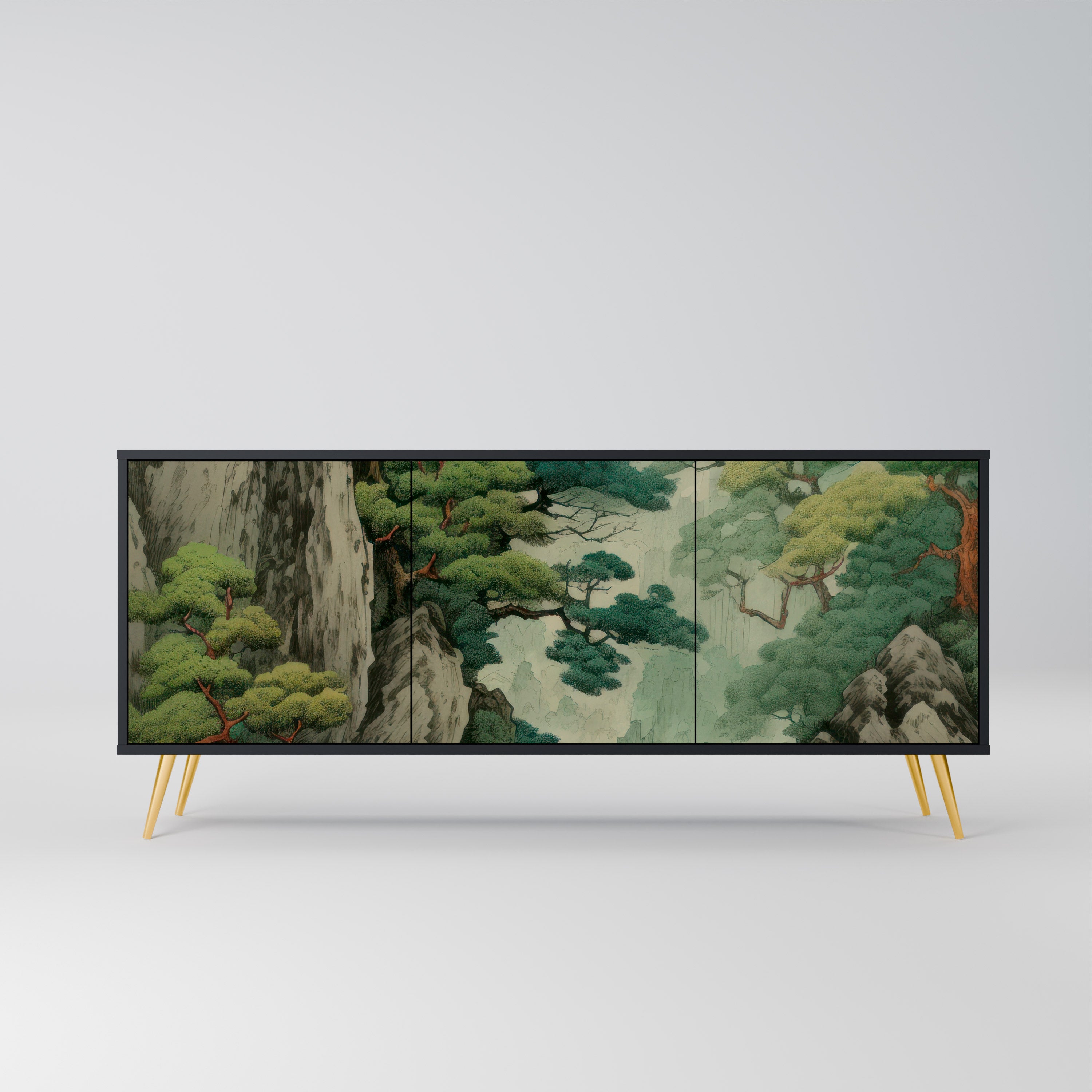 Aparador VERDURE ABYSS de 3 puertas con acabado negro