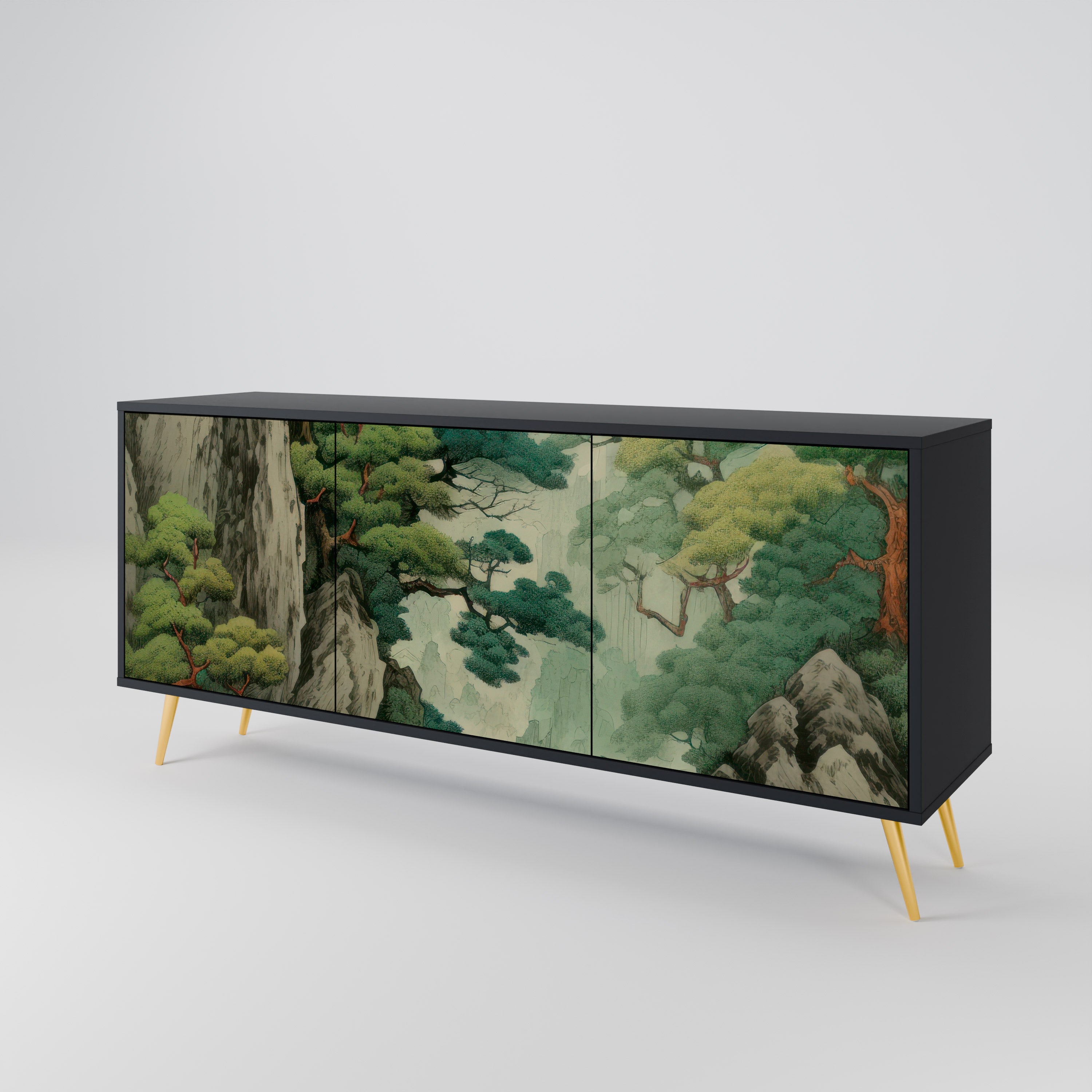 VERDURE ABYSS 3-Door Sideboard in Black Finish