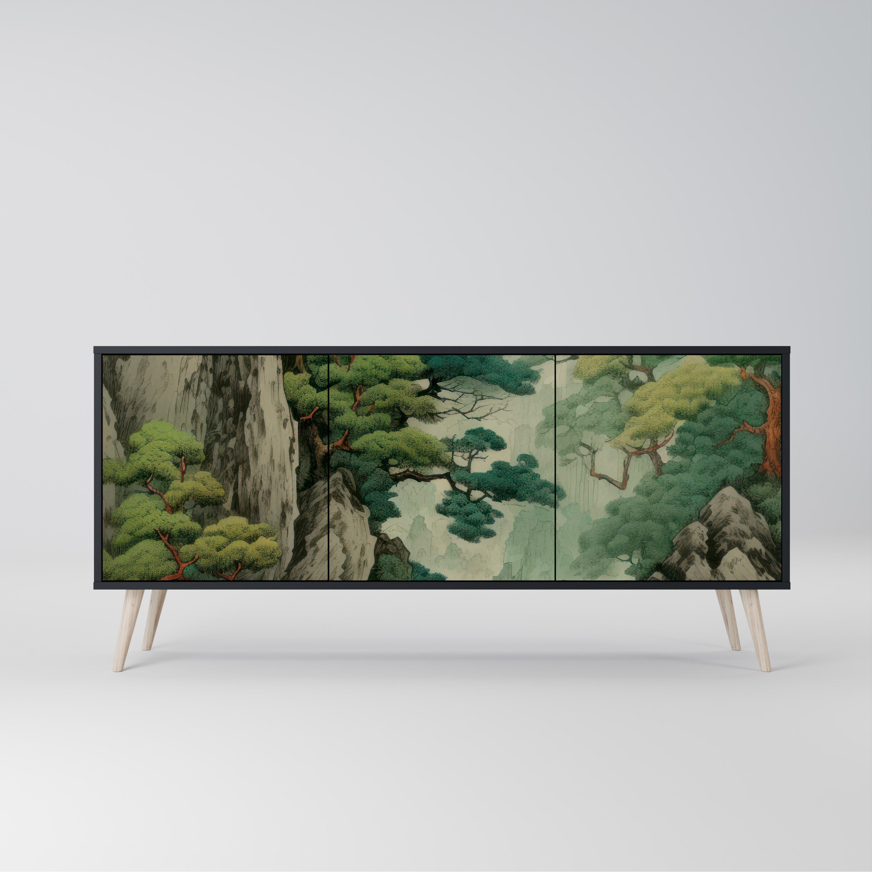 Aparador VERDURE ABYSS de 3 puertas con acabado negro