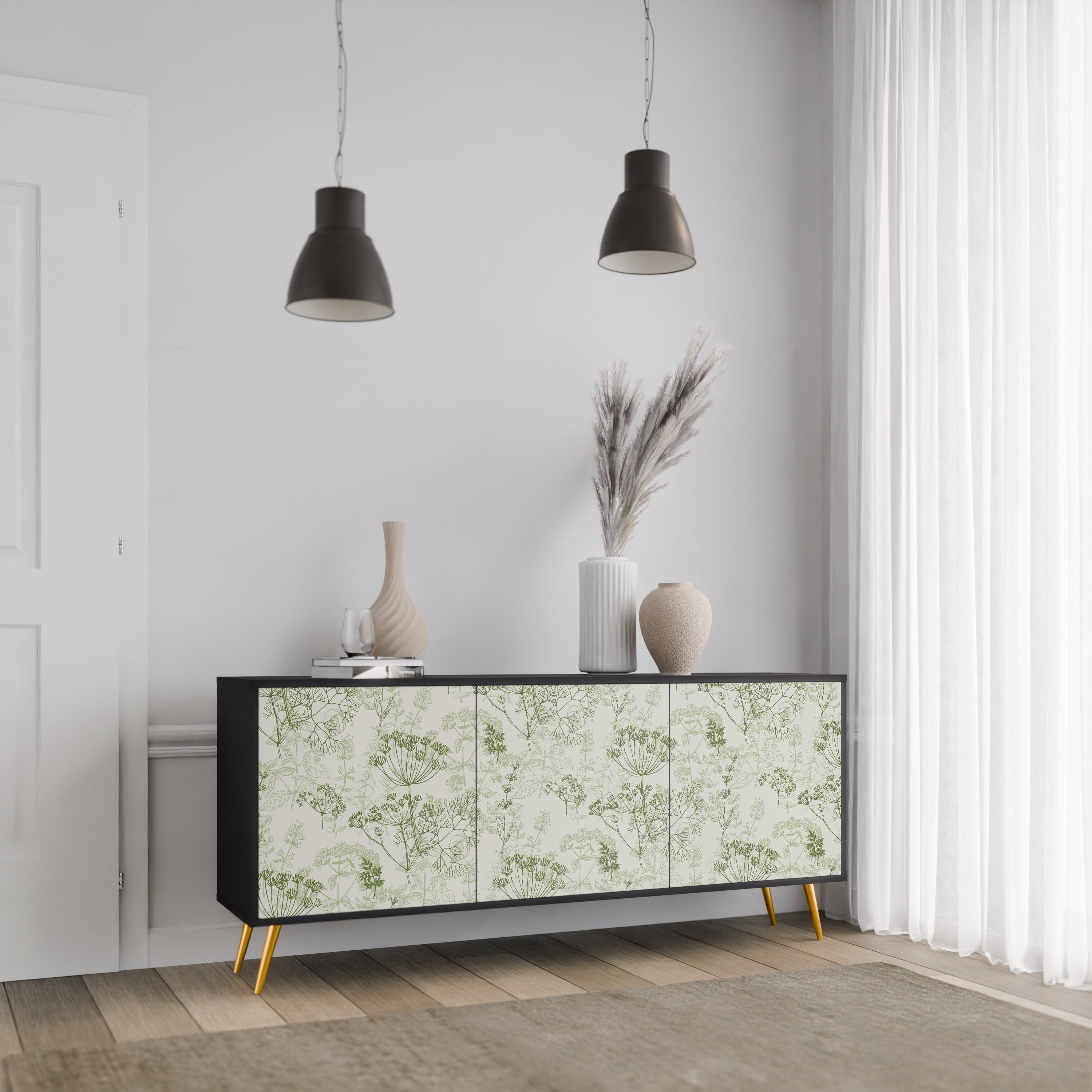 FENNEL BALDACHIN 3-Door Sideboard in Black Finish
