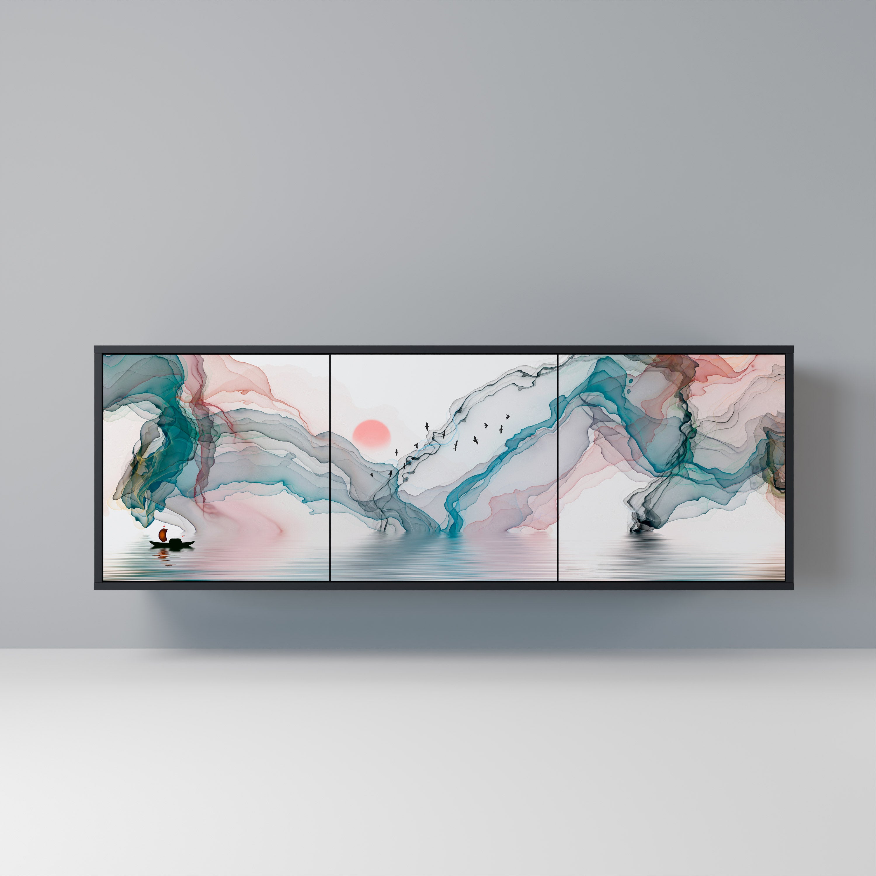 Aparador de 3 puertas VELVET CROSSING en acabado negro