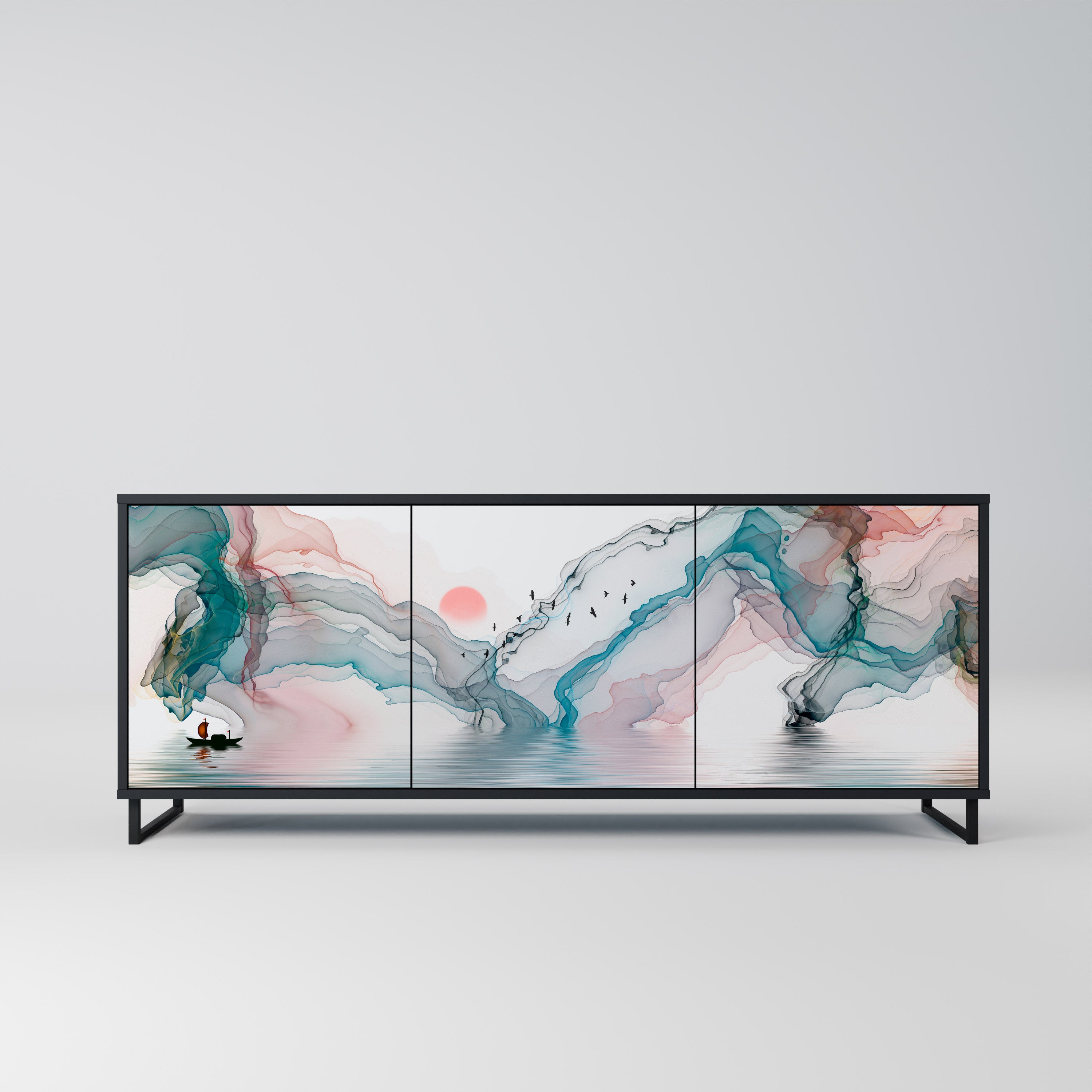 Aparador de 3 puertas VELVET CROSSING en acabado negro