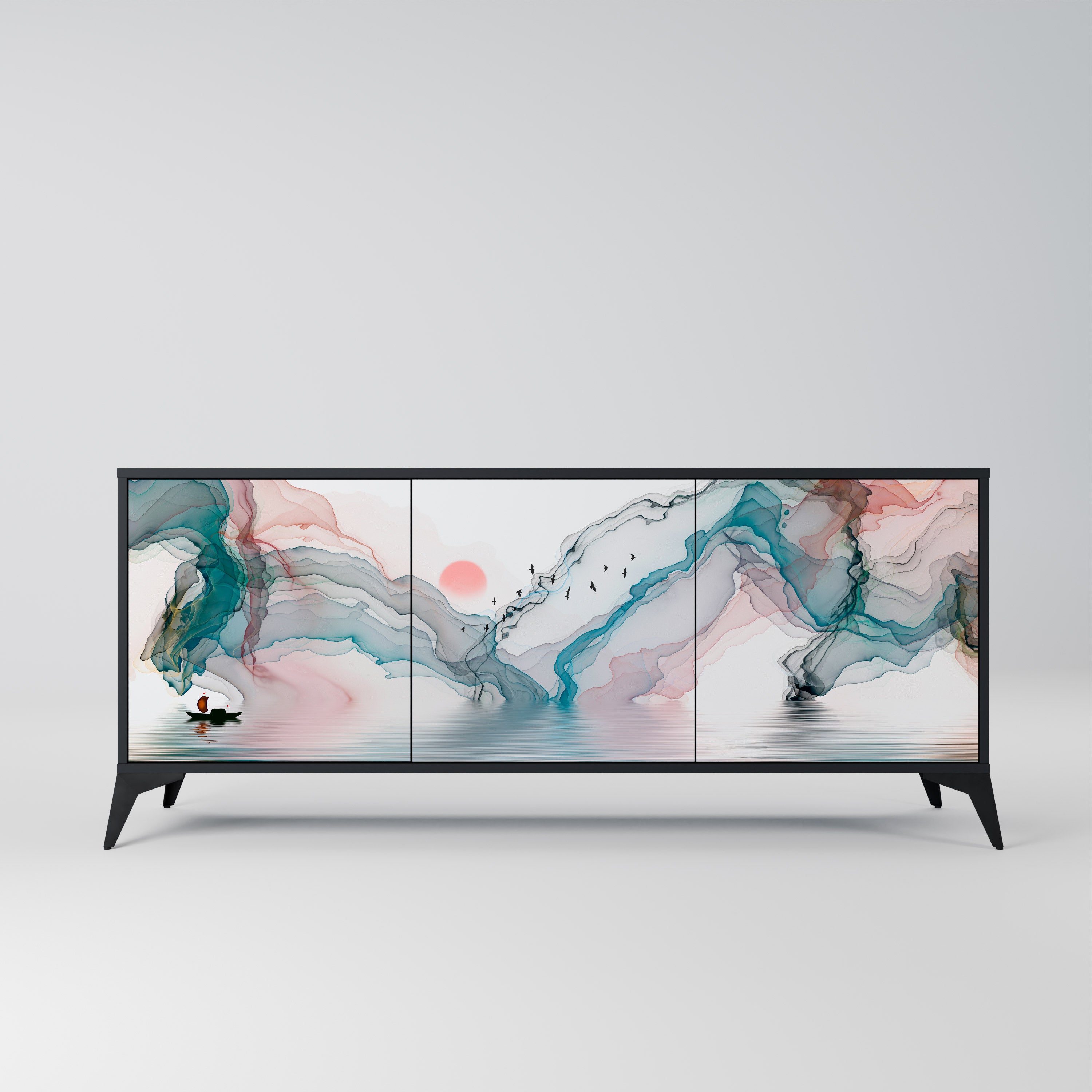 Aparador de 3 puertas VELVET CROSSING en acabado negro