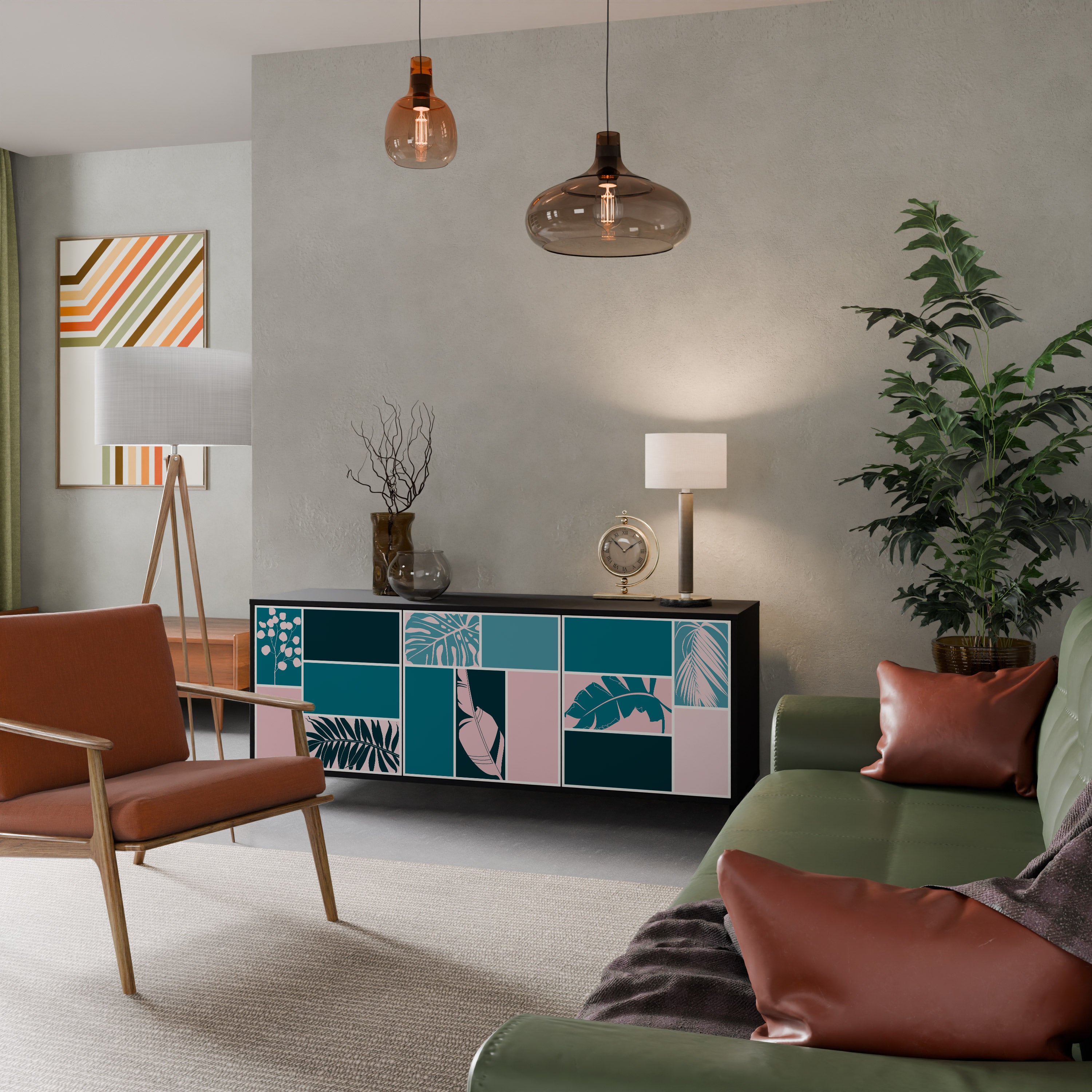 Aparador de 3 puertas COMBINACIÓN DE FORMAS en acabado negro