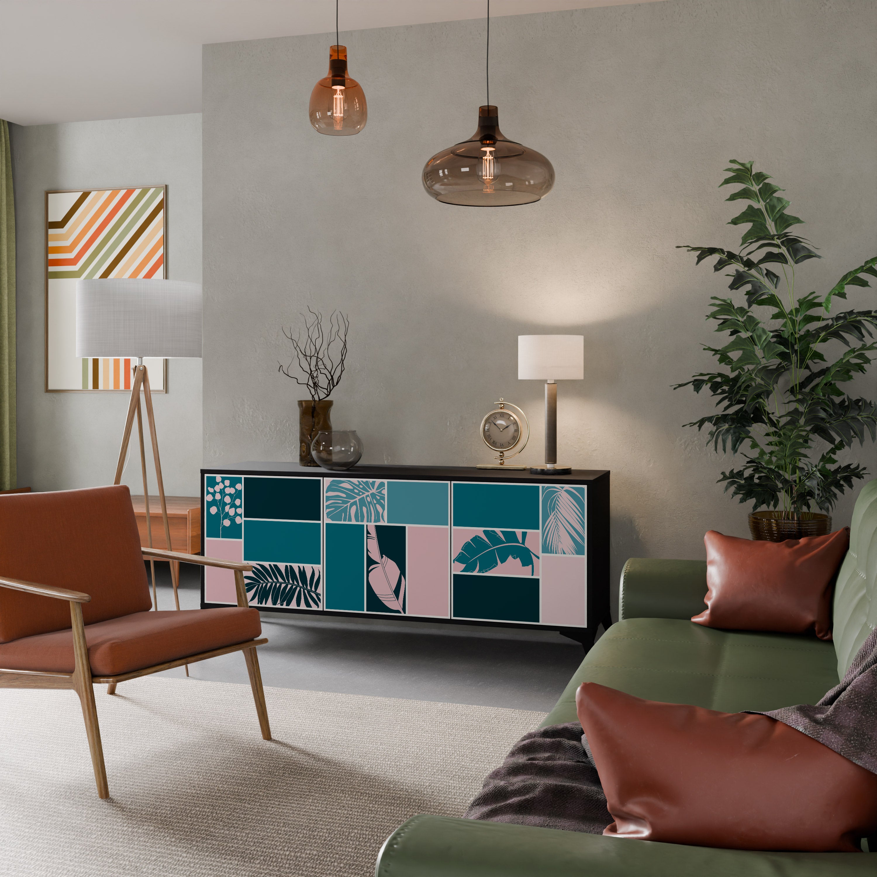 Aparador de 3 puertas COMBINACIÓN DE FORMAS en acabado negro