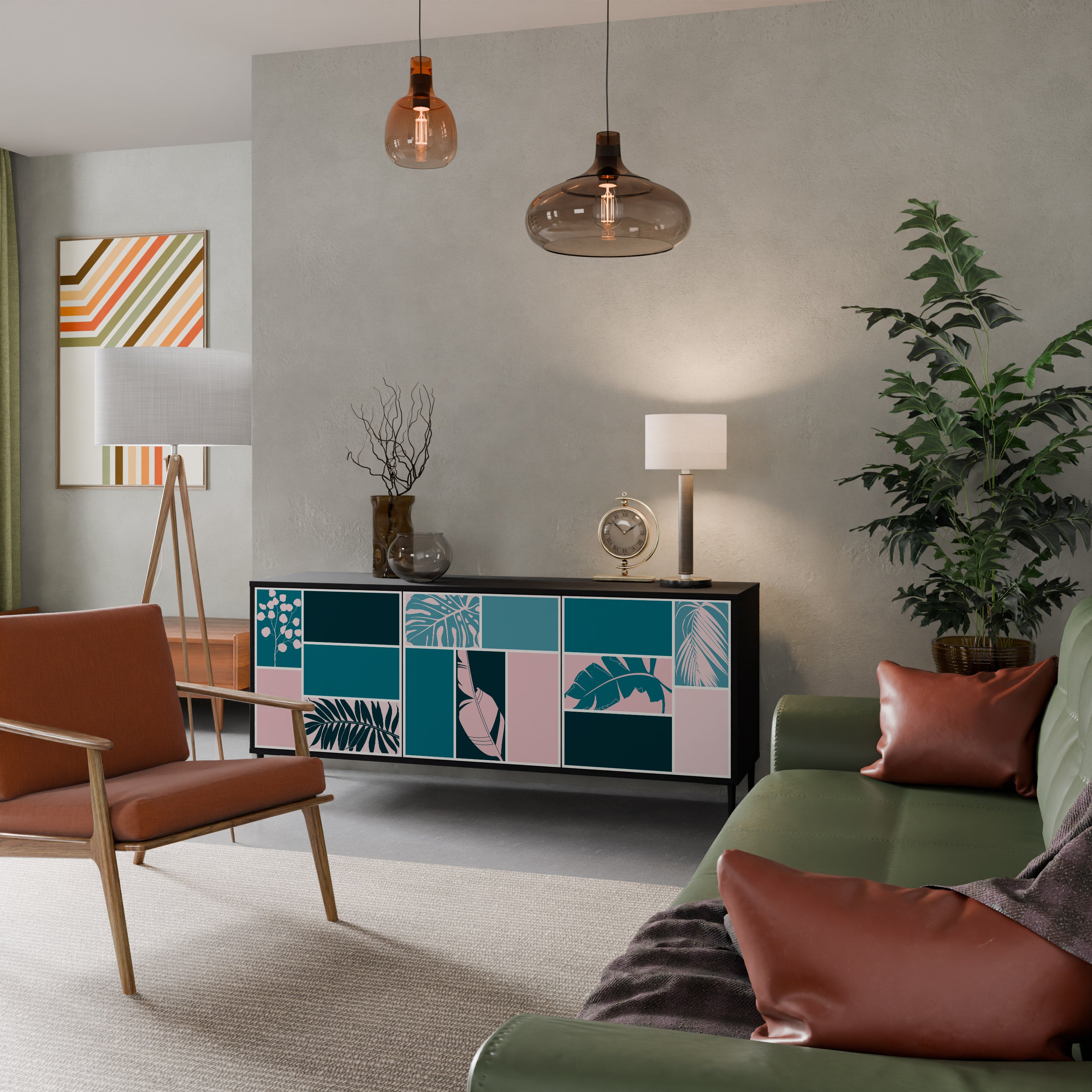 Aparador de 3 puertas COMBINACIÓN DE FORMAS en acabado negro