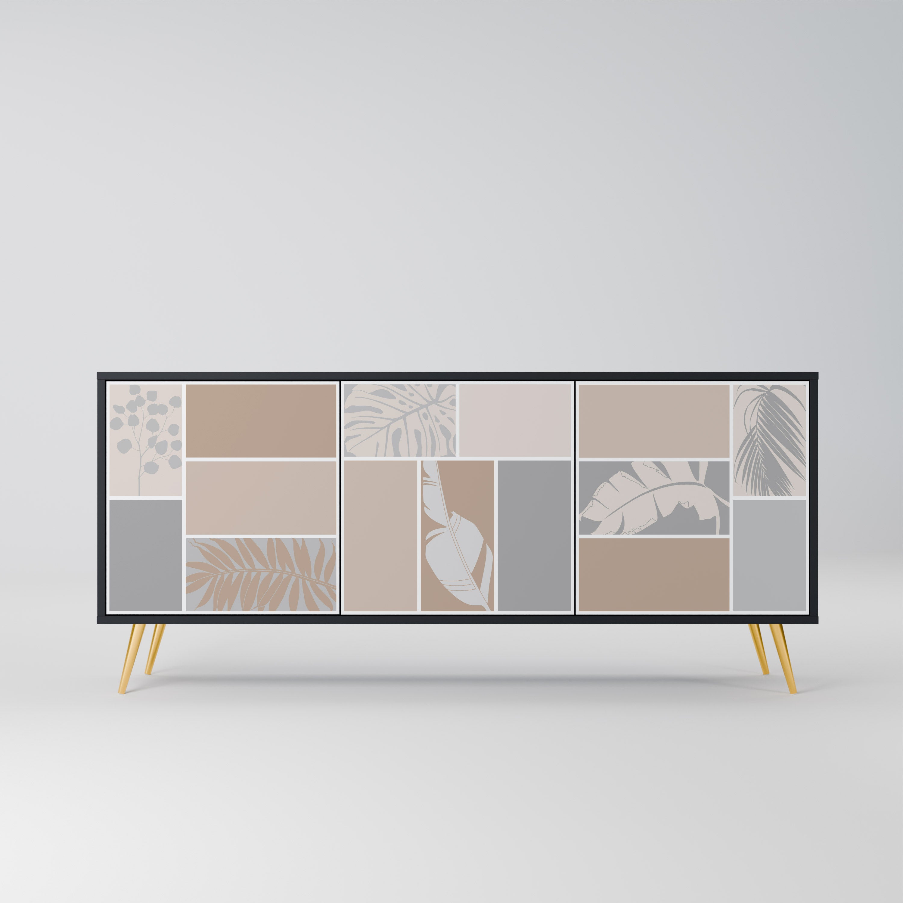 Aparador de 3 puertas TROPICAL SHAPES en acabado negro