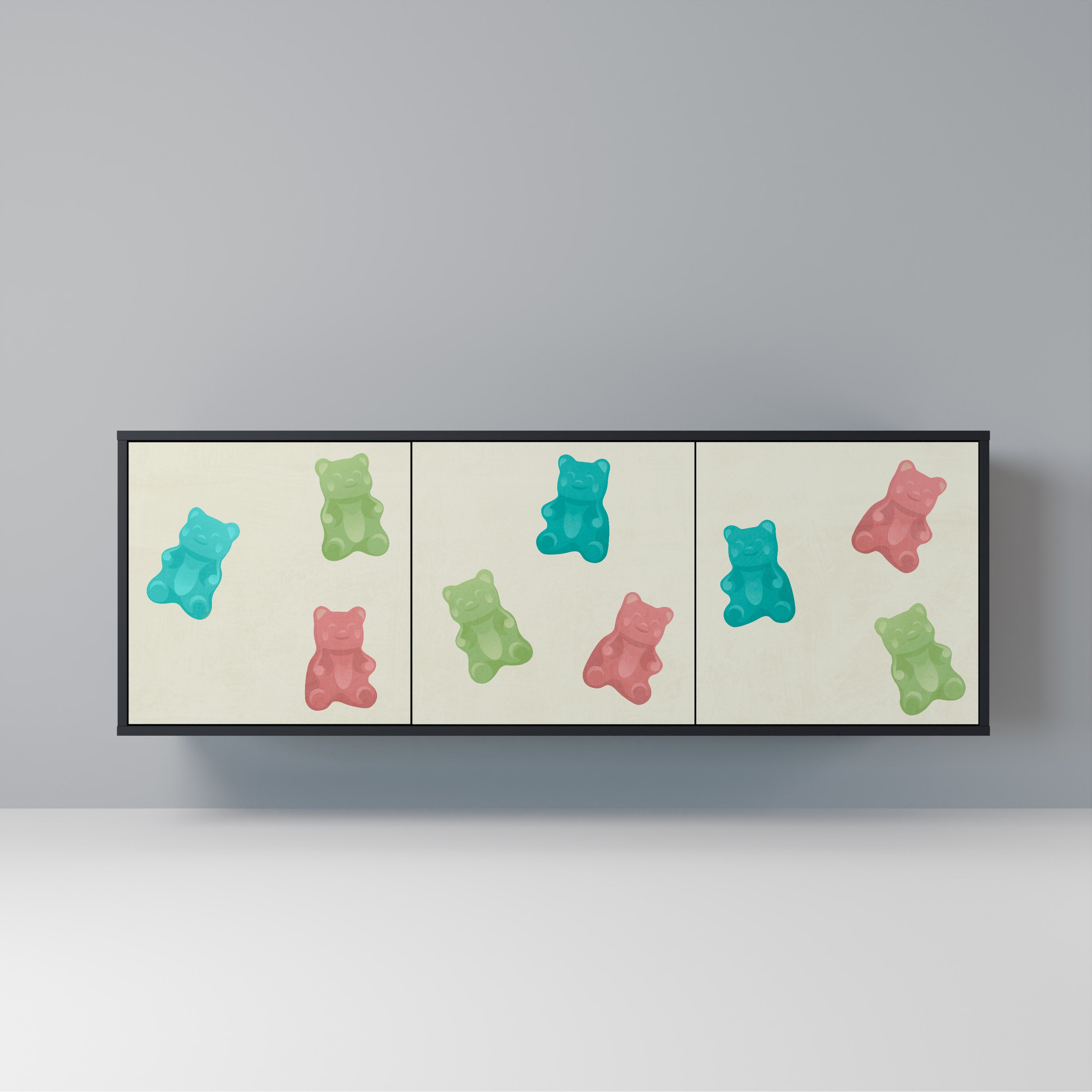 Aparador de 3 puertas GUMMY BEARS en acabado negro