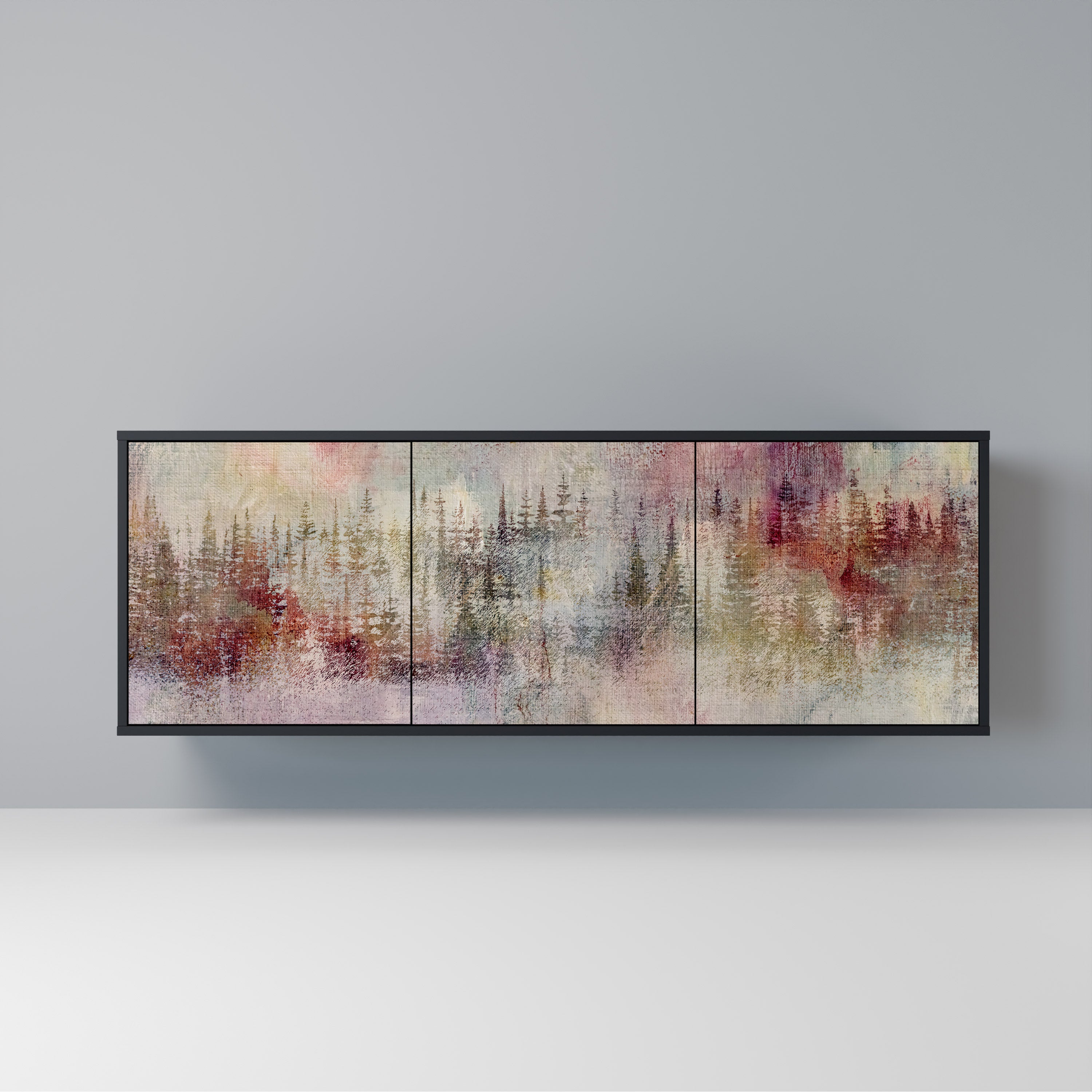 Aparador VEILED SUMMIT de 3 puertas con acabado negro