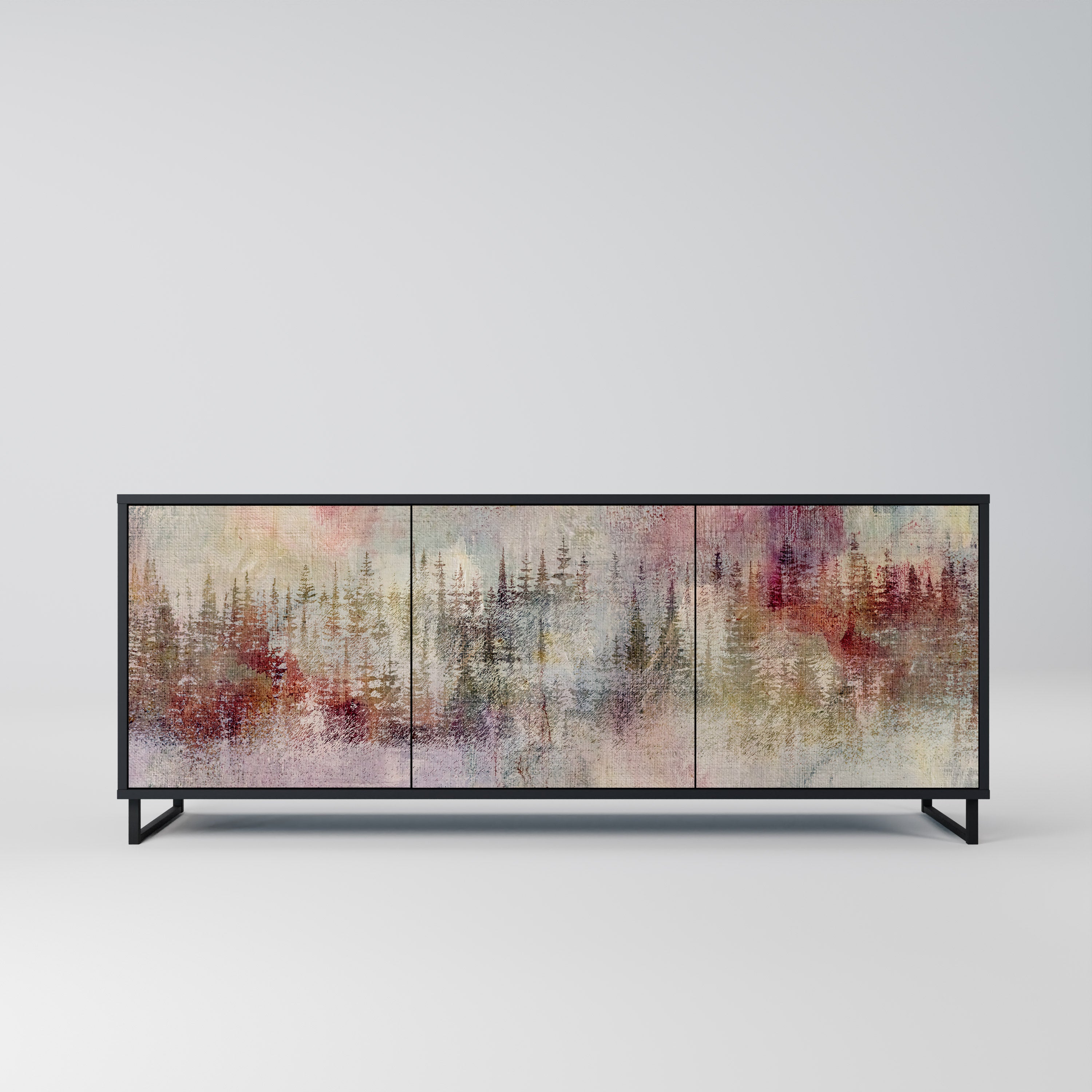 Aparador VEILED SUMMIT de 3 puertas con acabado negro