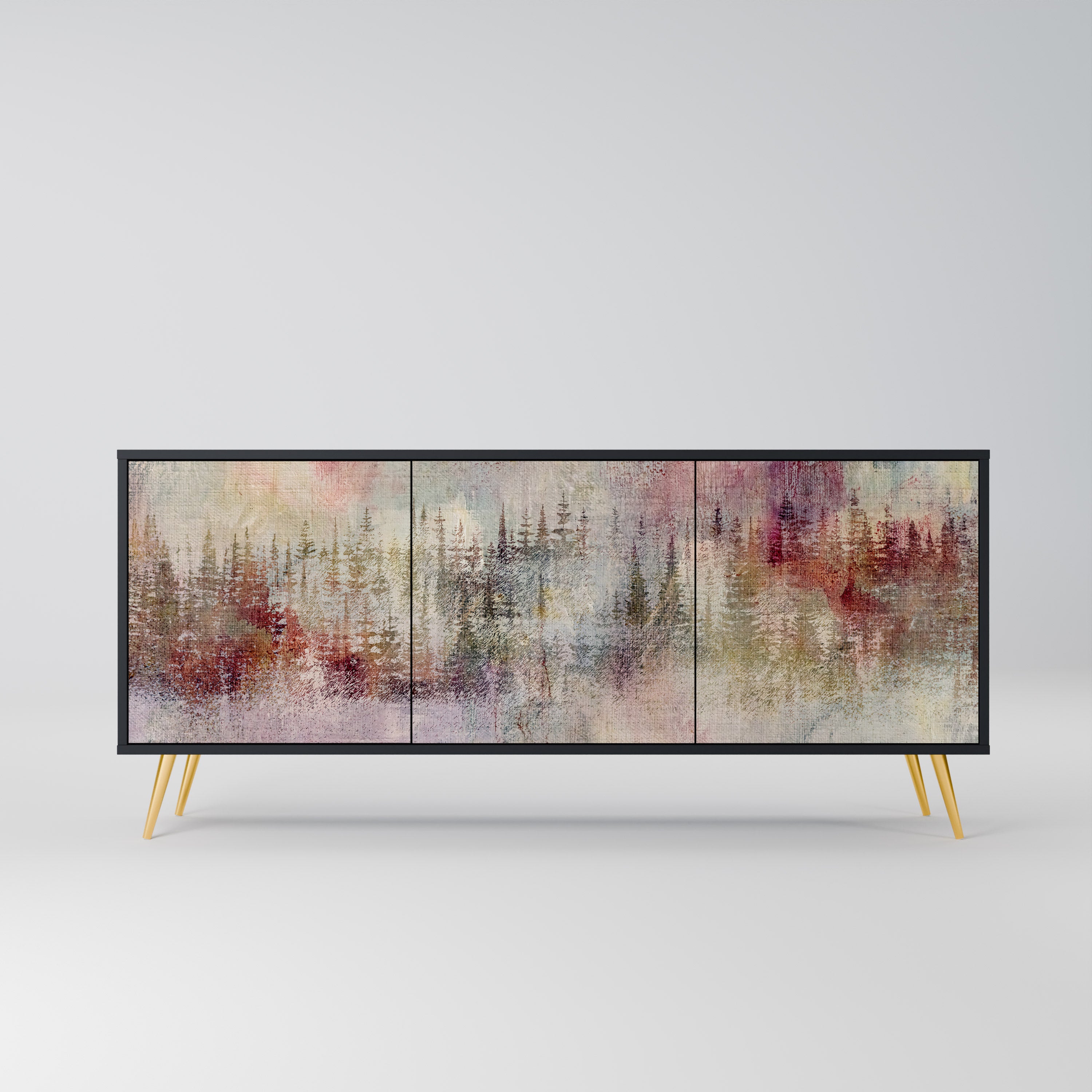 Aparador VEILED SUMMIT de 3 puertas con acabado negro