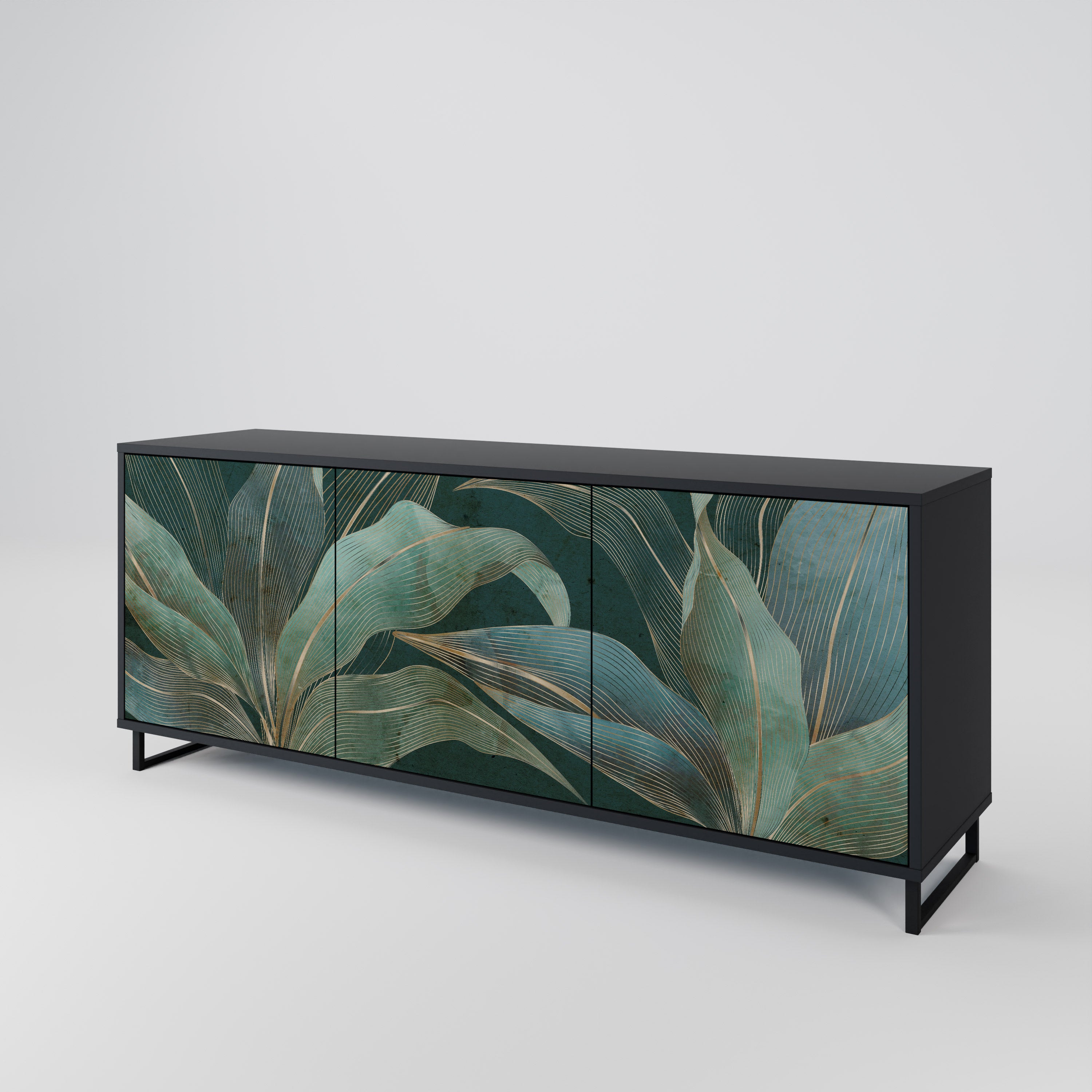 ROYAL GREEN 3-Door Sideboard in Black Finish