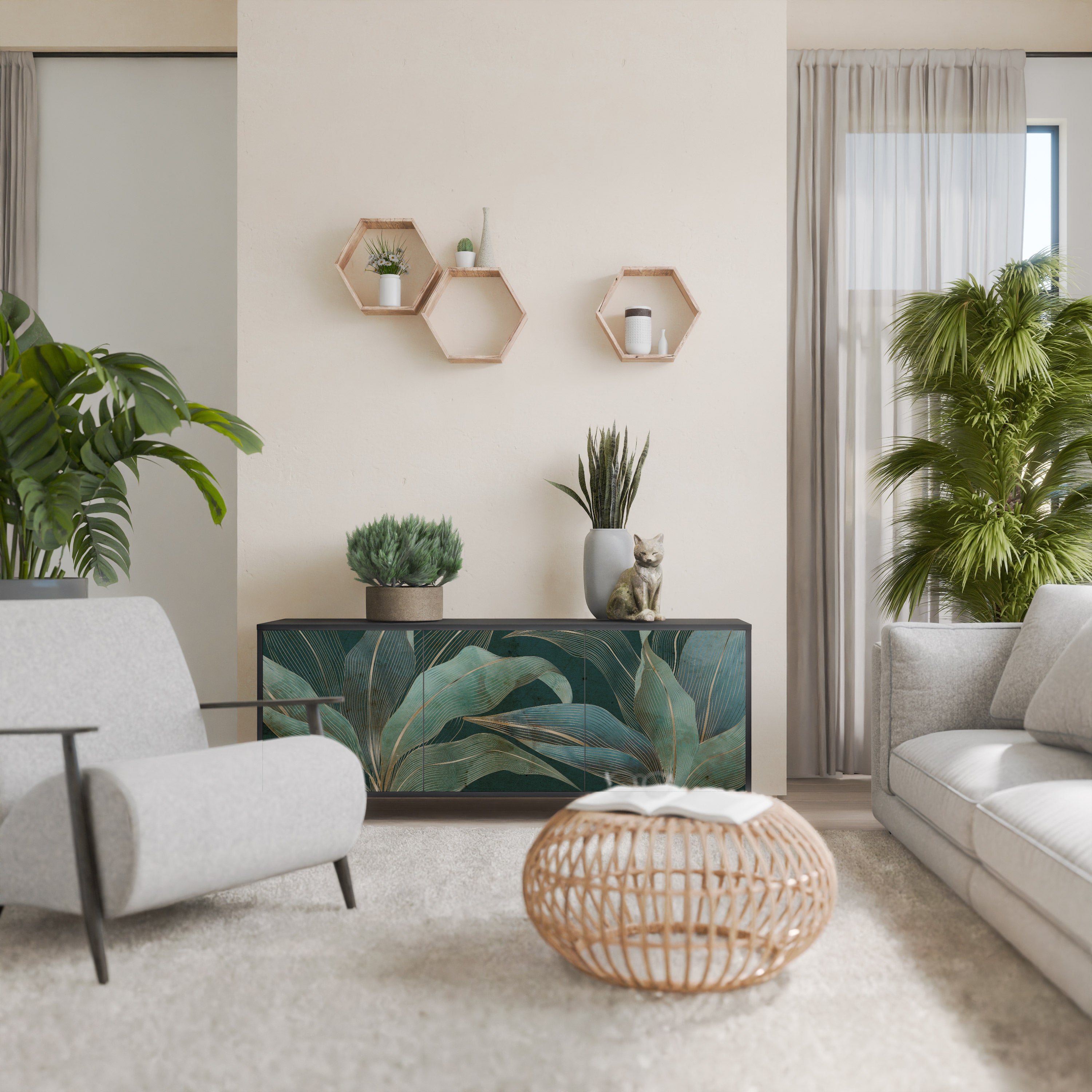 ROYAL GREEN 3-Door Sideboard in Black Finish