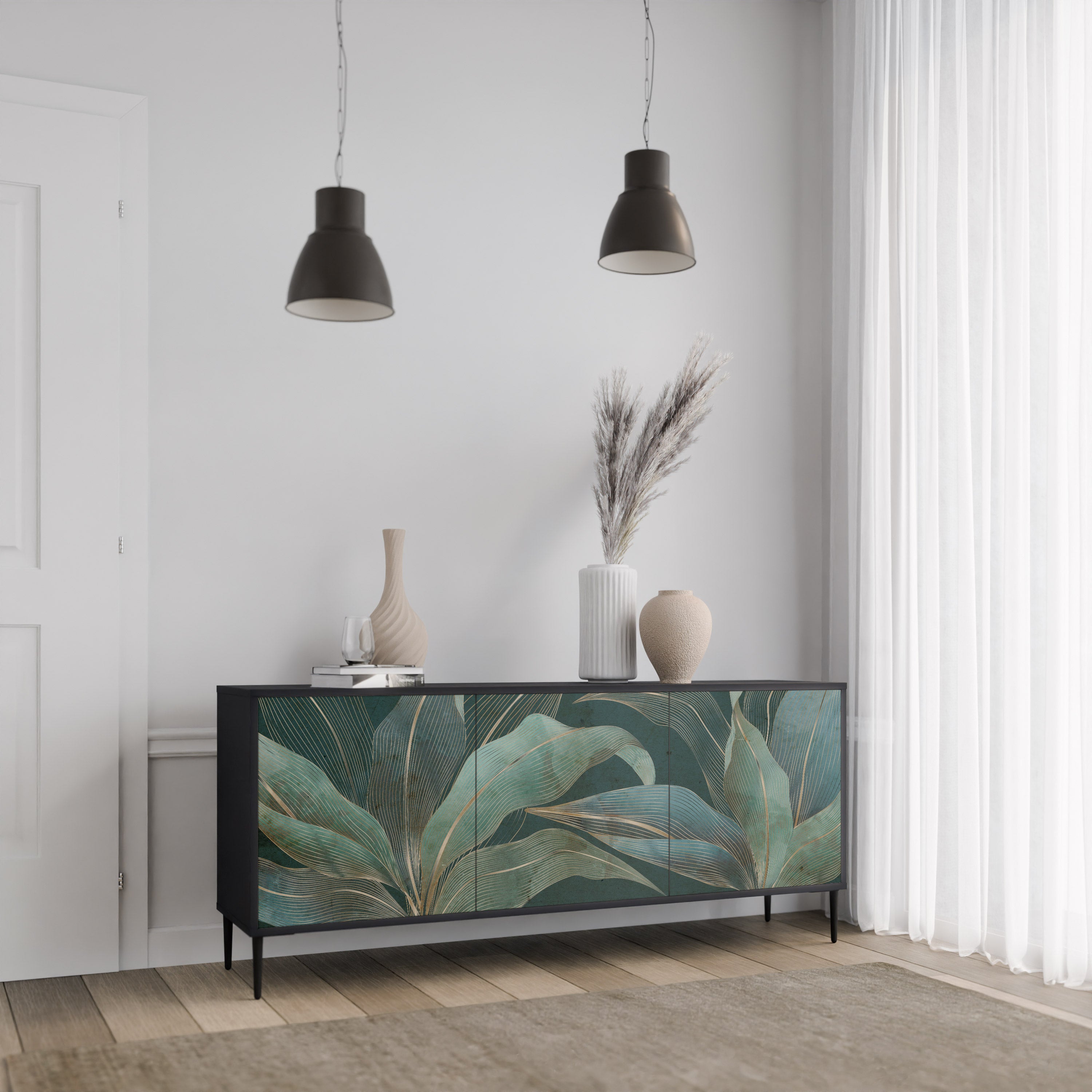 ROYAL GREEN 3-Door Sideboard in Black Finish