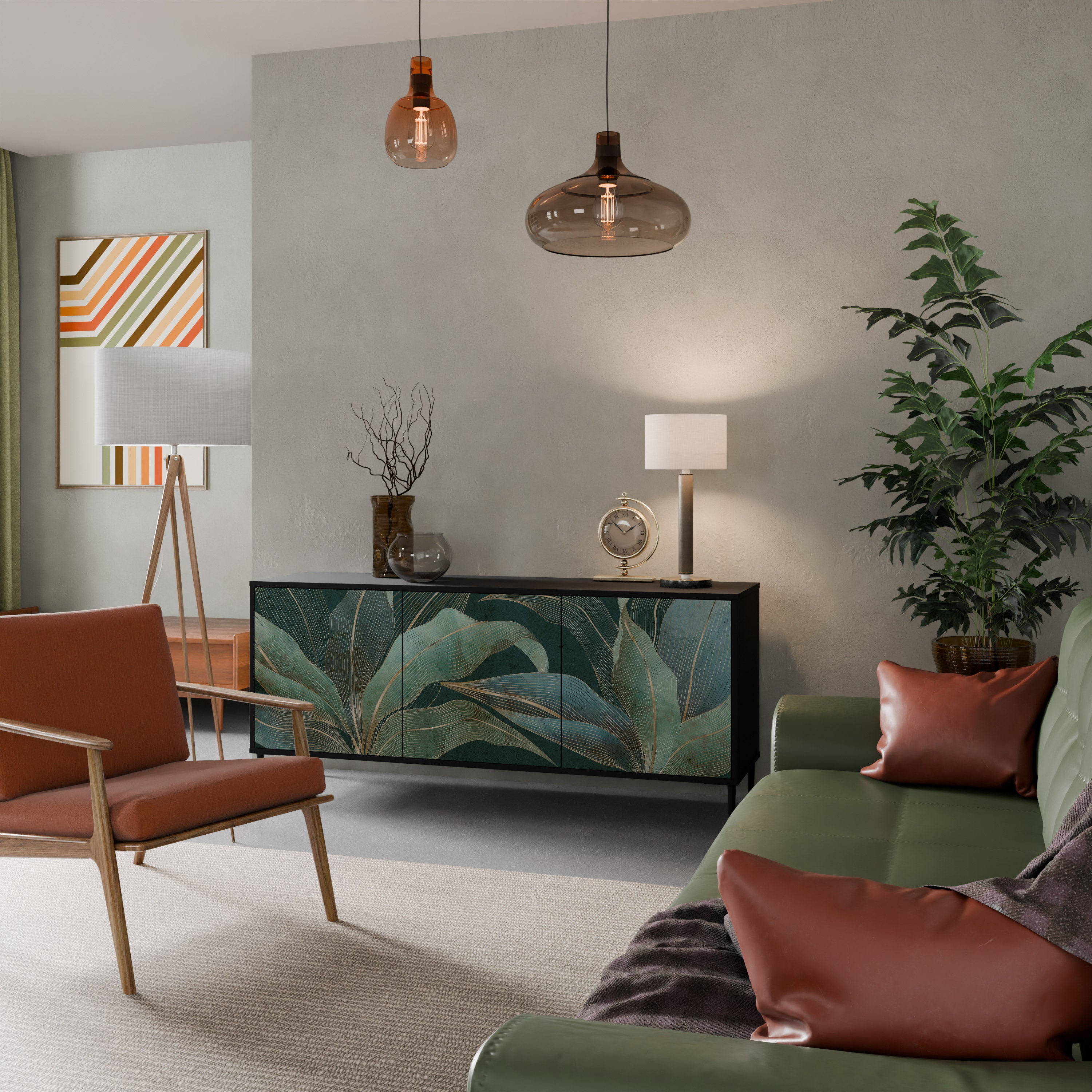 ROYAL GREEN 3-Door Sideboard in Black Finish