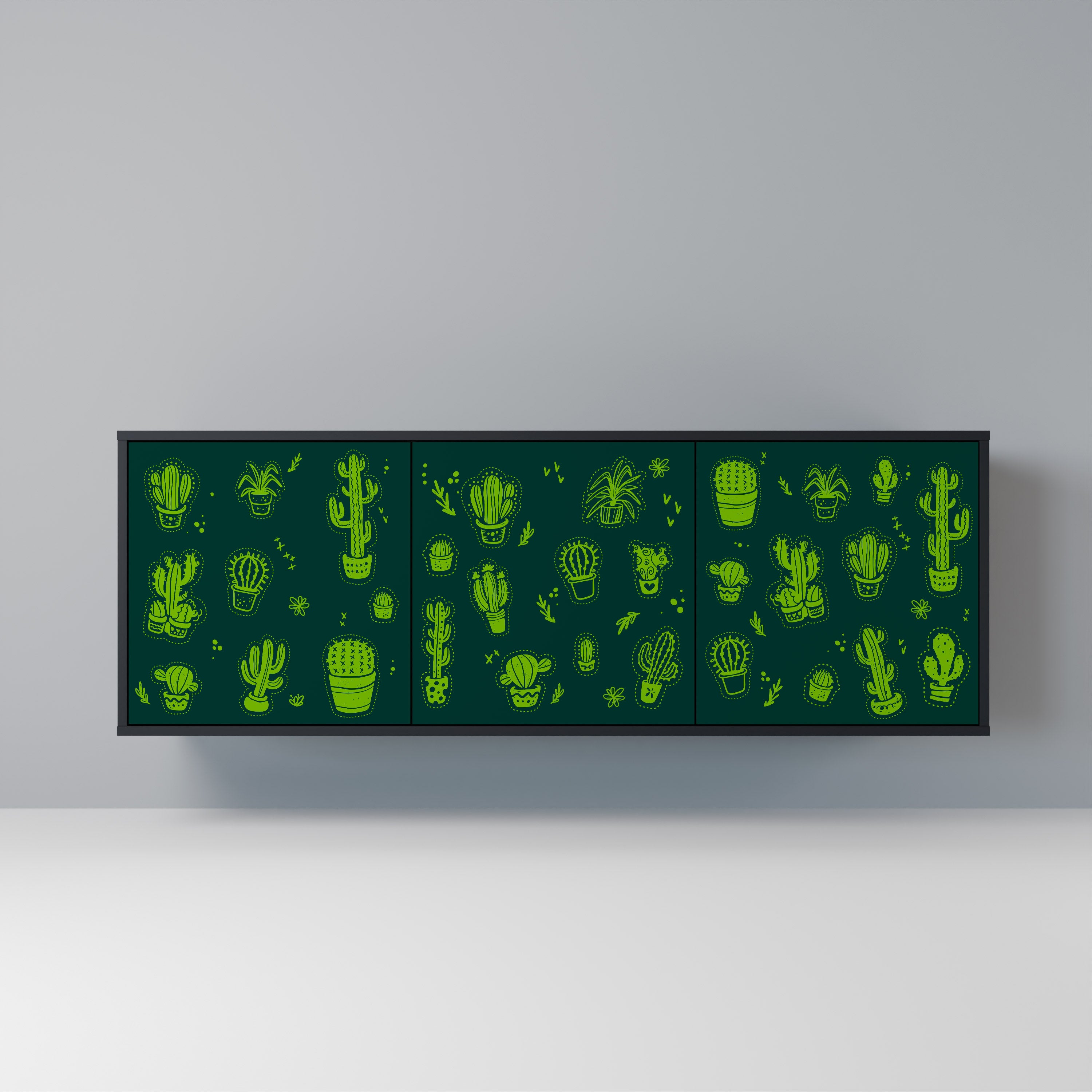 Aparador de 3 puertas DESERT GREEN con acabado negro