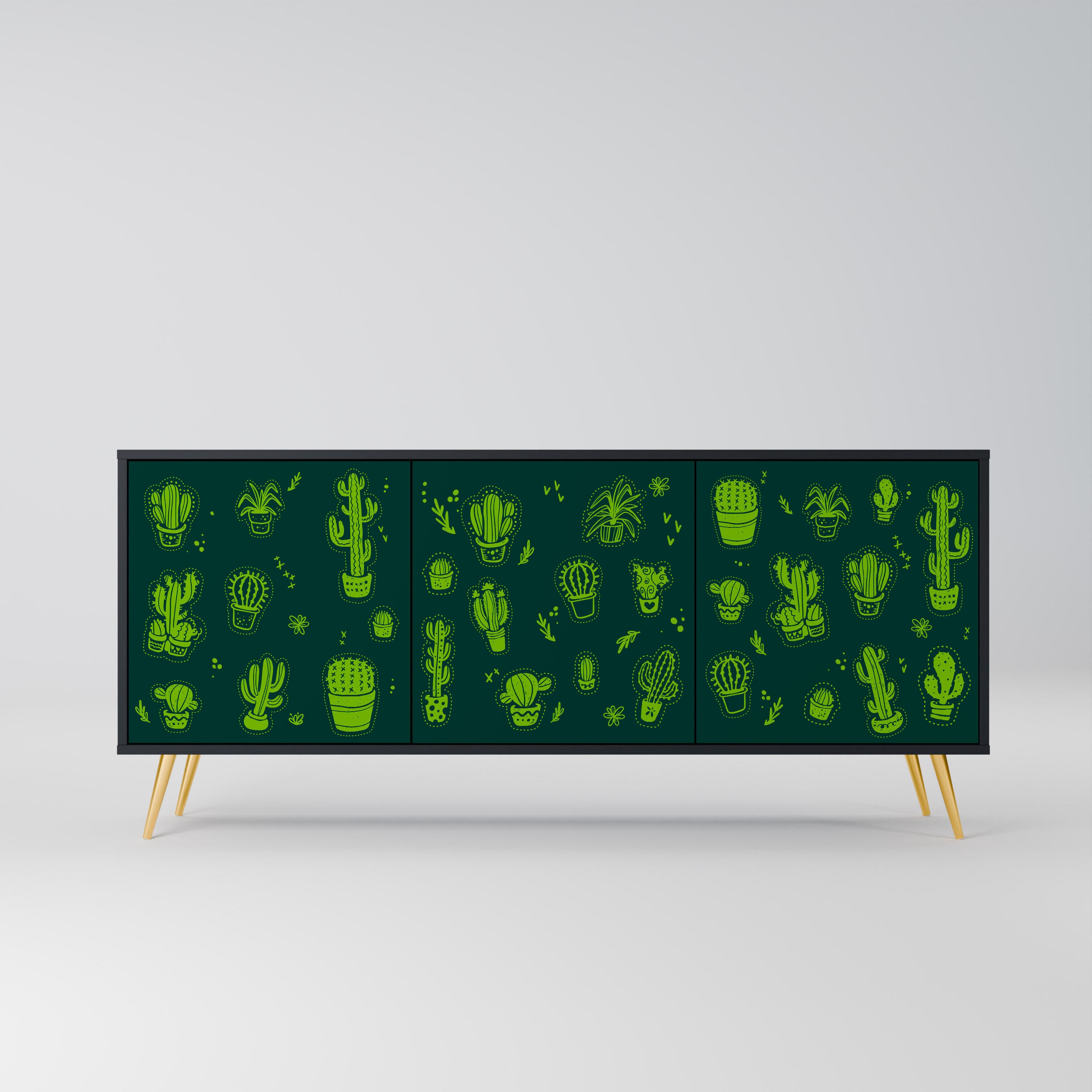 Aparador de 3 puertas DESERT GREEN con acabado negro