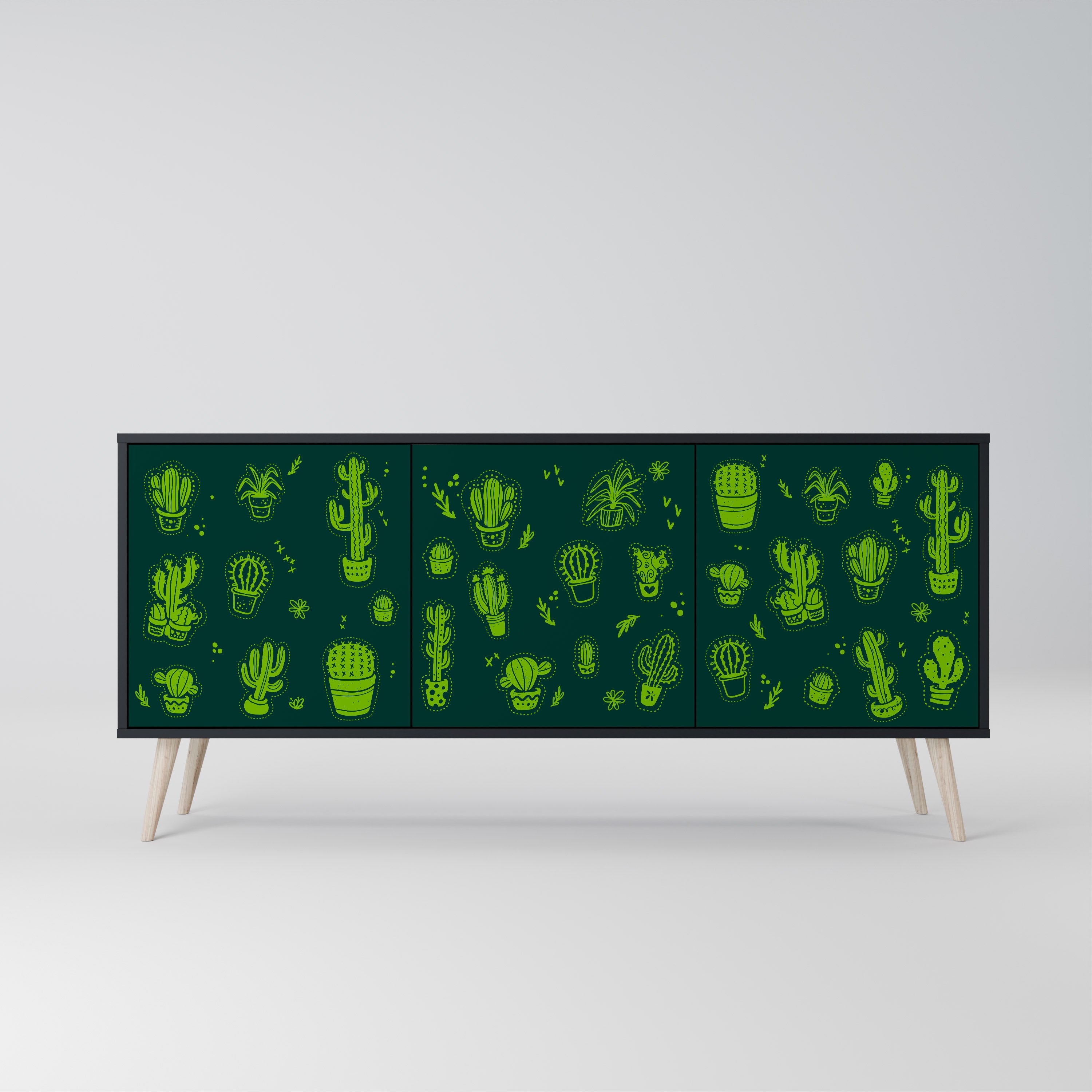 Aparador de 3 puertas DESERT GREEN con acabado negro