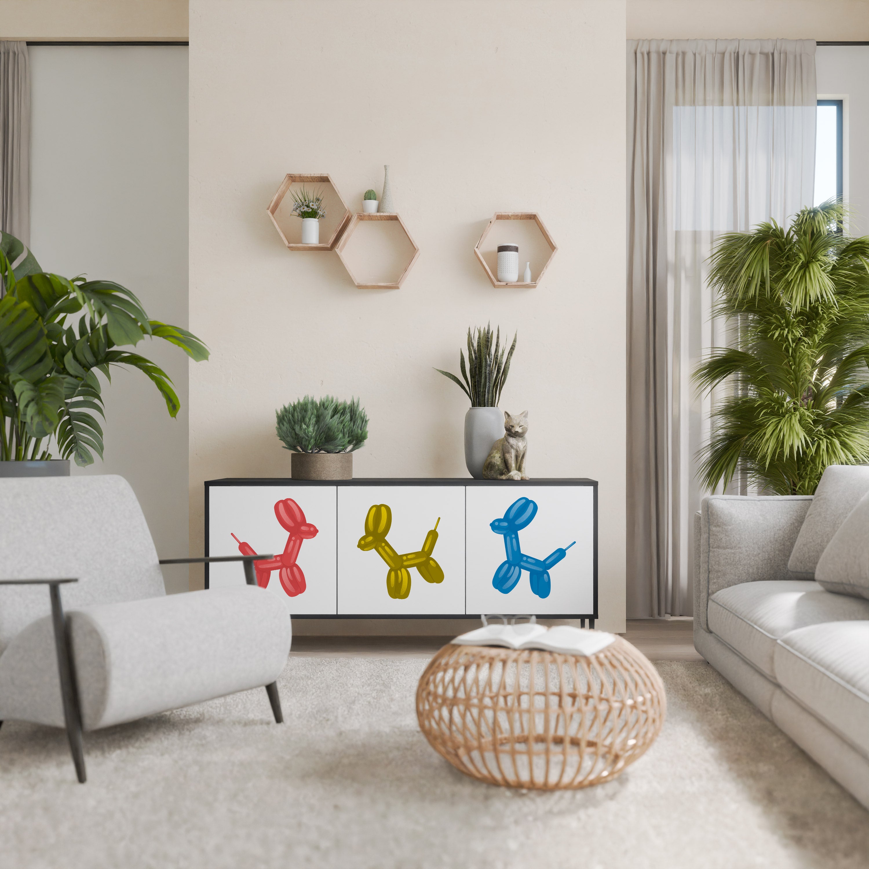 CHILDHOOD MEMORY 3-Door Sideboard in Black Finish