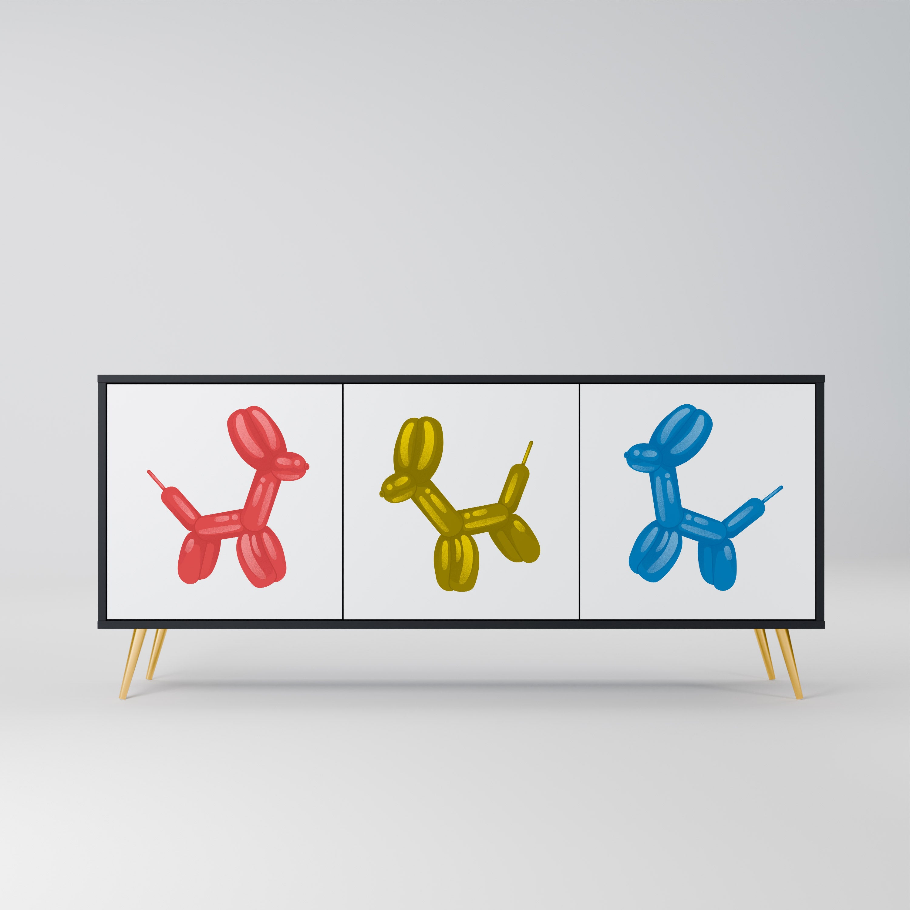 CHILDHOOD MEMORY 3-Door Sideboard in Black Finish