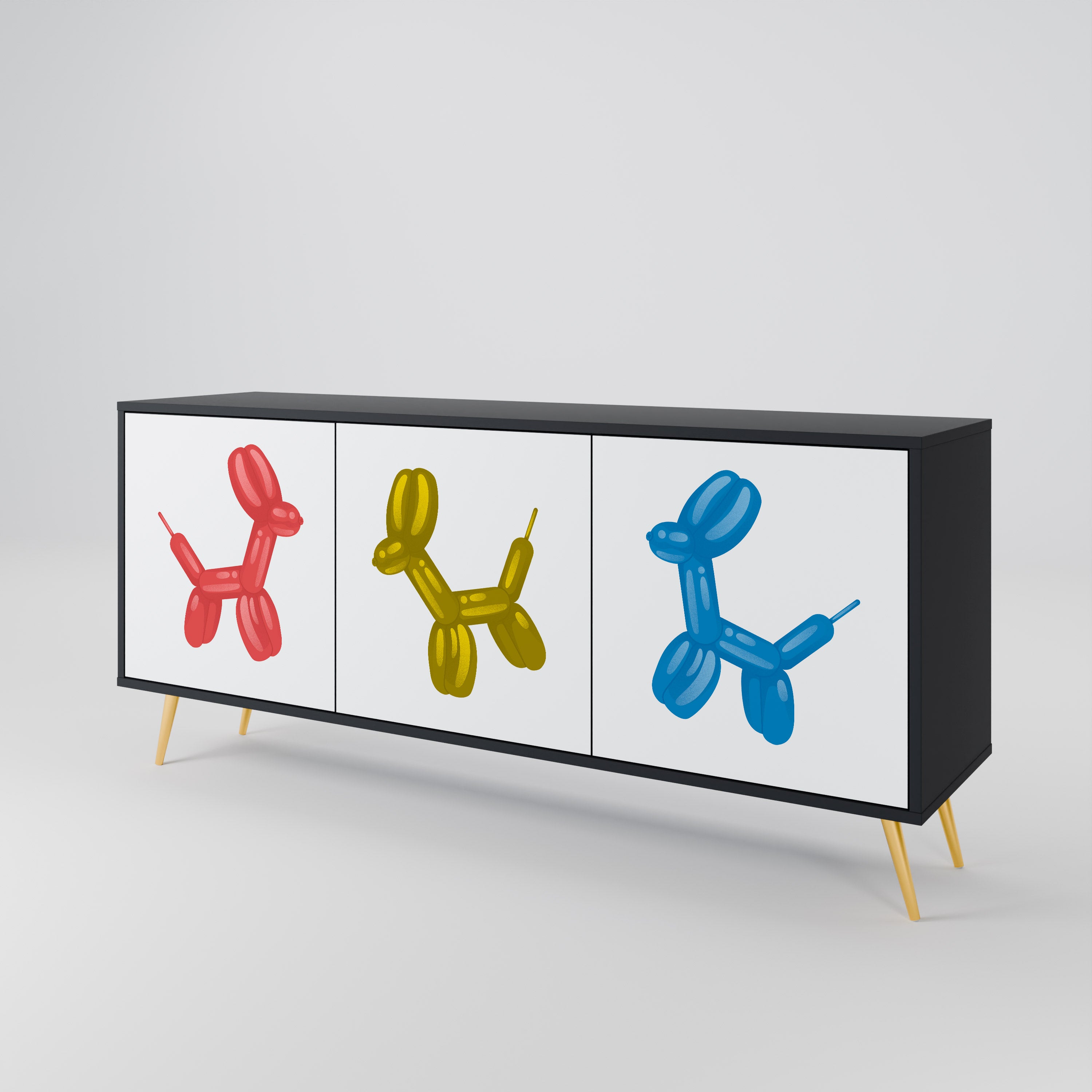 CHILDHOOD MEMORY 3-Door Sideboard in Black Finish