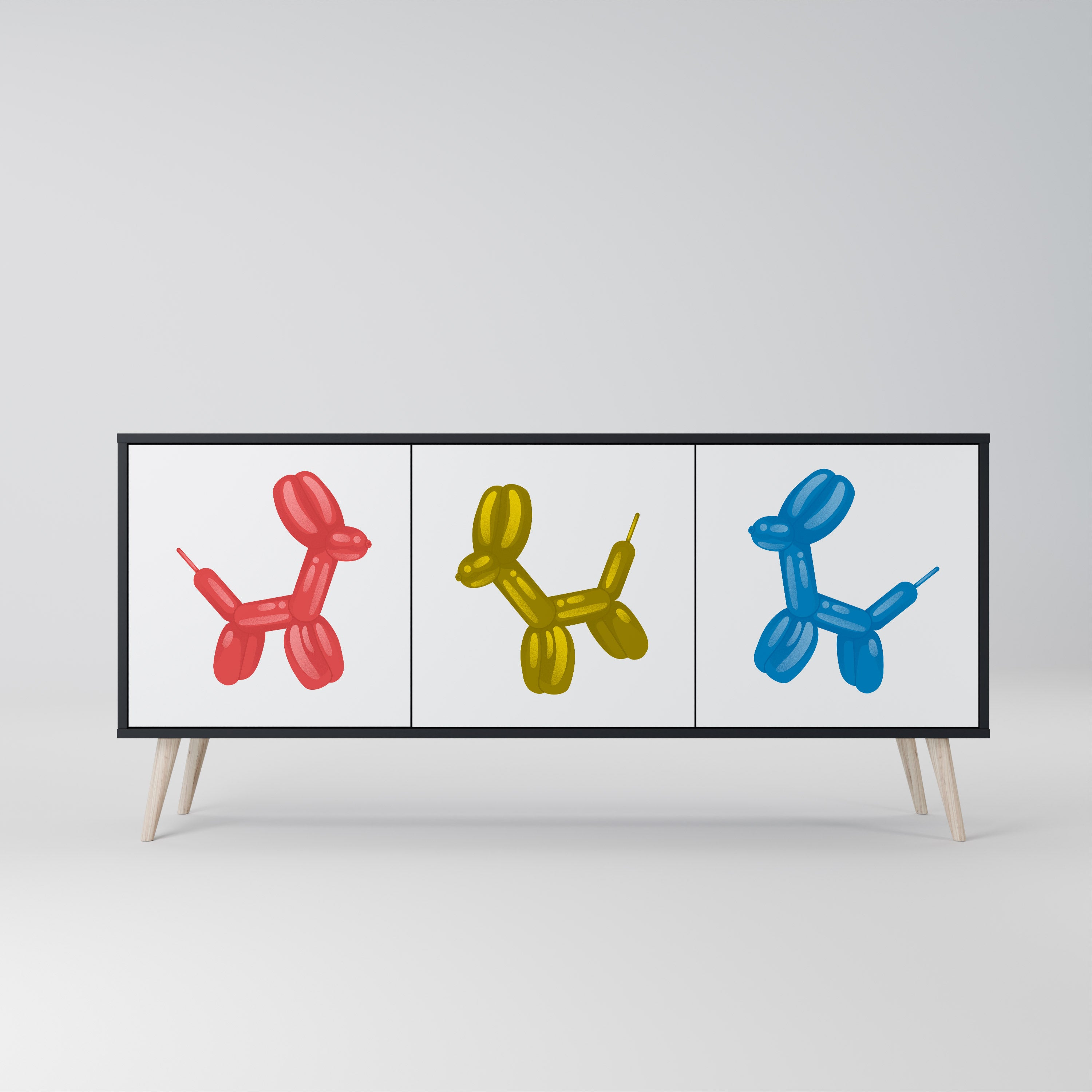 CHILDHOOD MEMORY 3-Door Sideboard in Black Finish