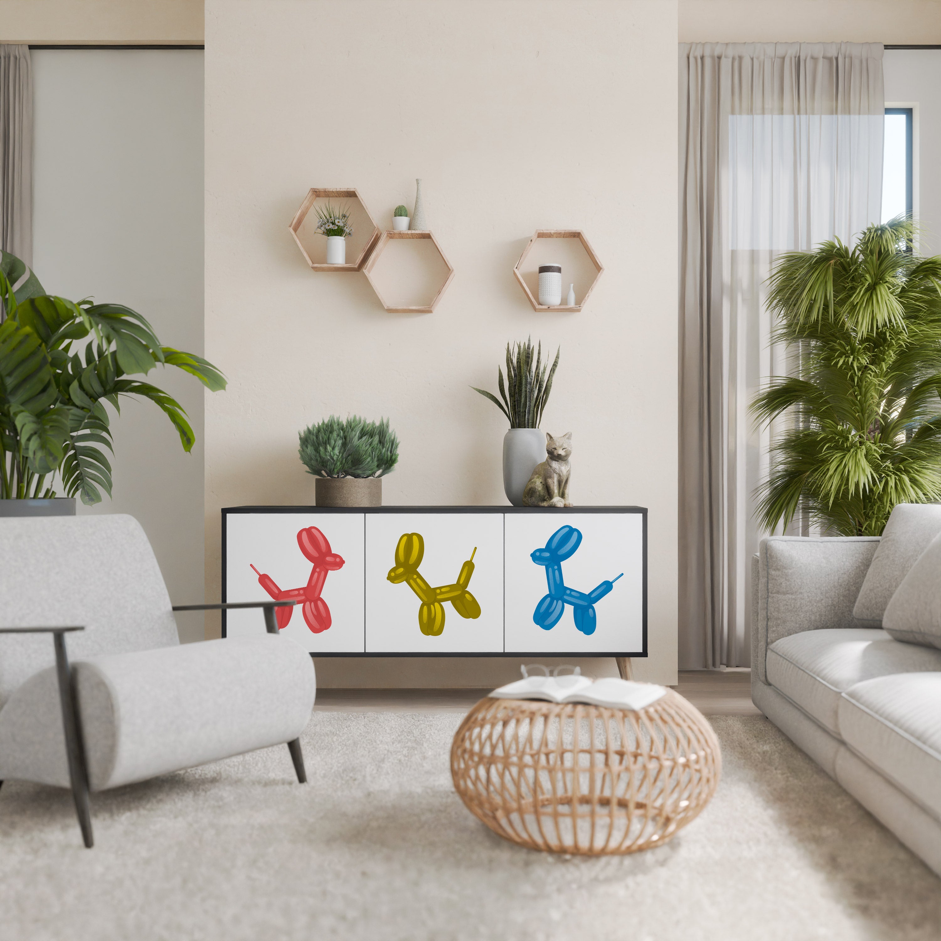 CHILDHOOD MEMORY 3-Door Sideboard in Black Finish