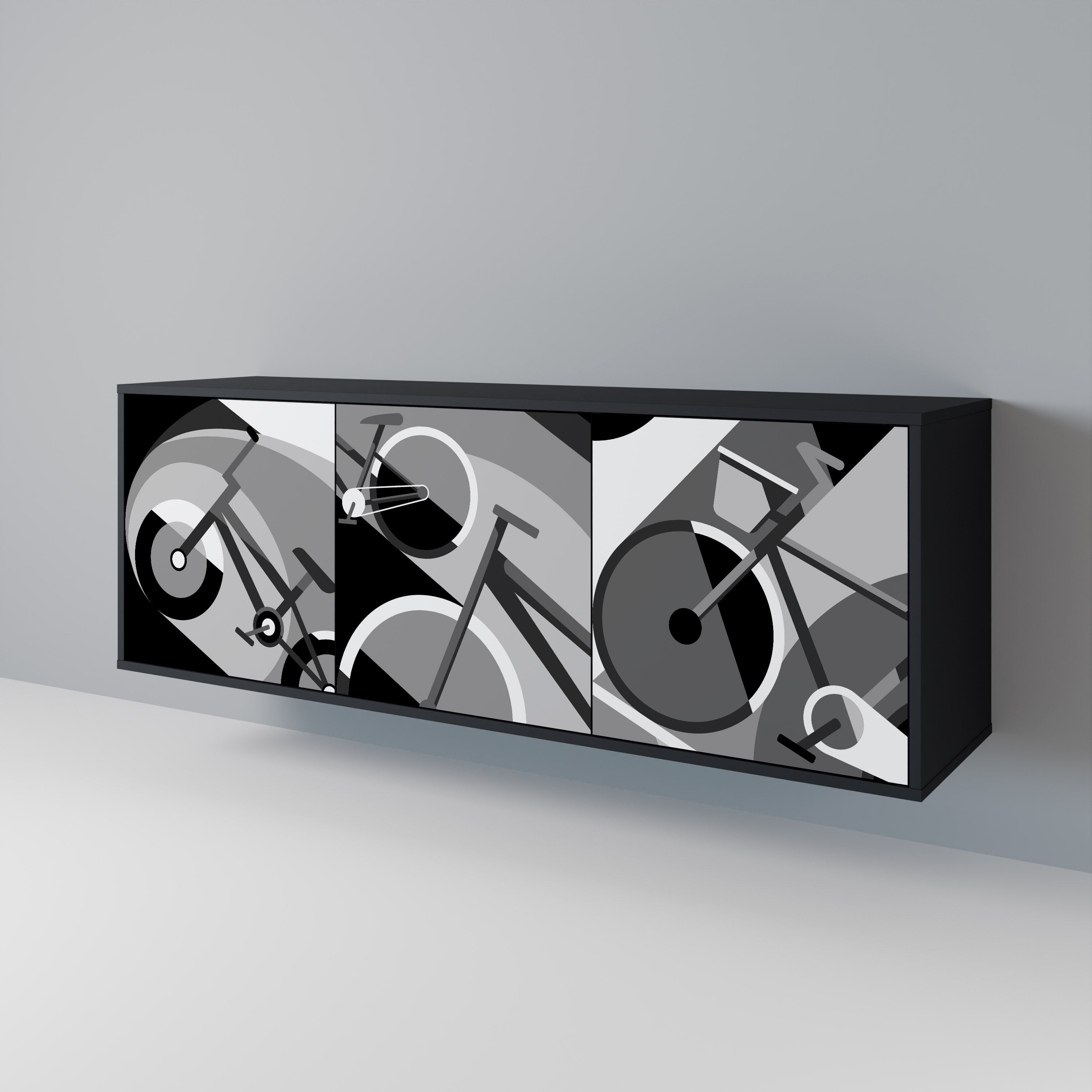 BIKE ENERGY 3-Door Sideboard in Black Finish