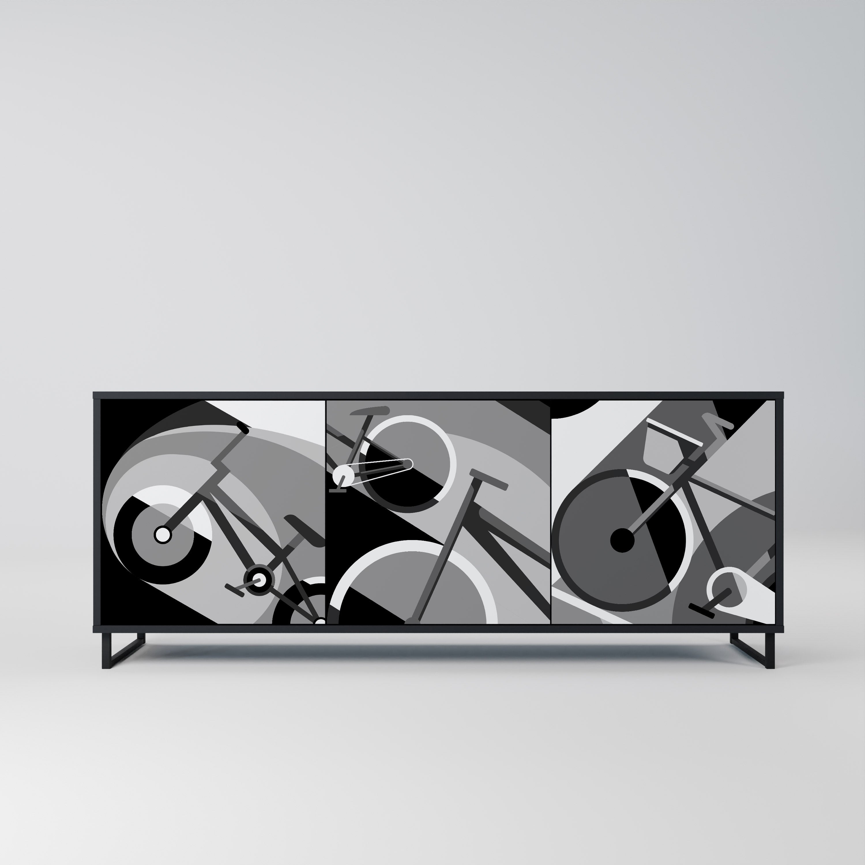 BIKE ENERGY 3-Door Sideboard in Black Finish