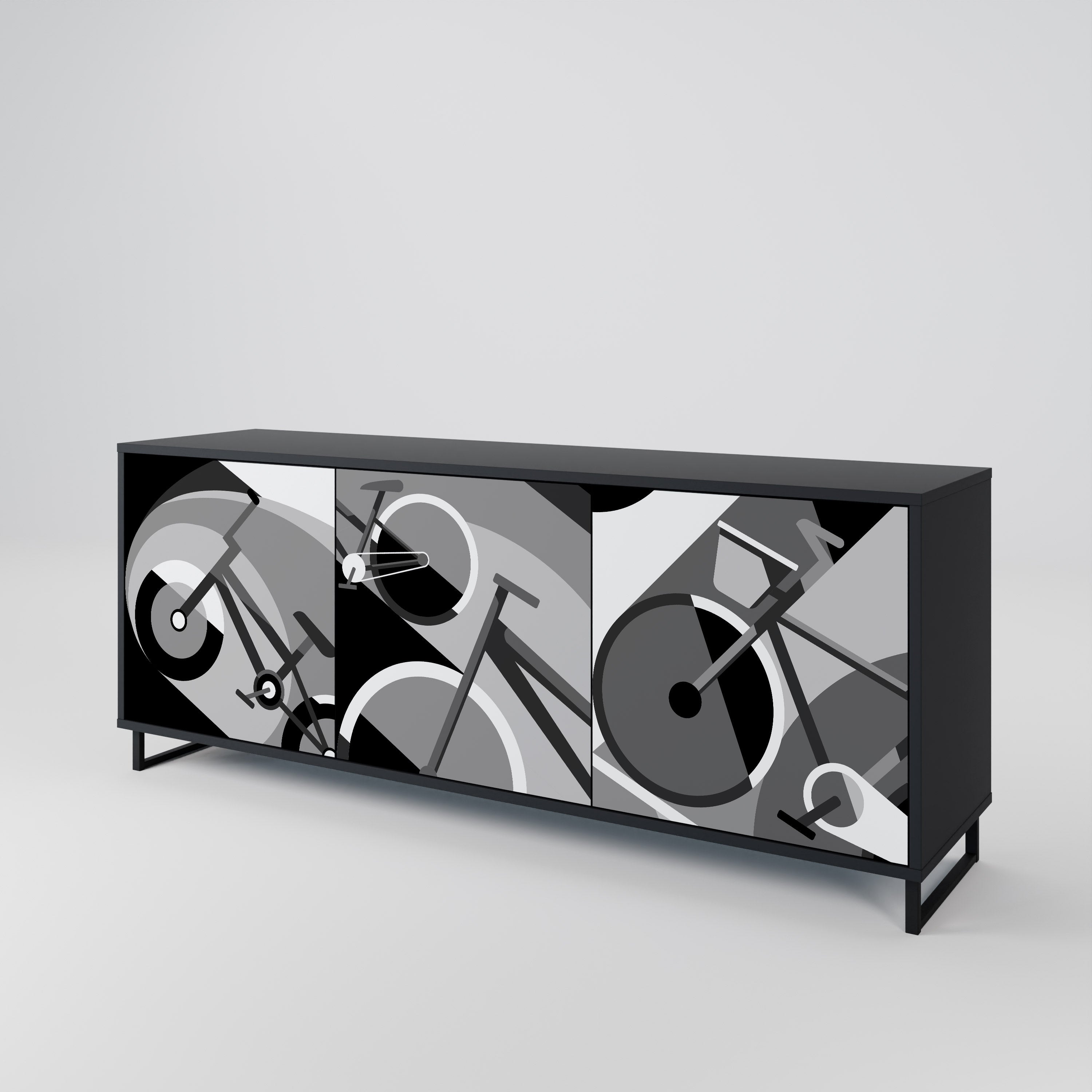BIKE ENERGY 3-Door Sideboard in Black Finish
