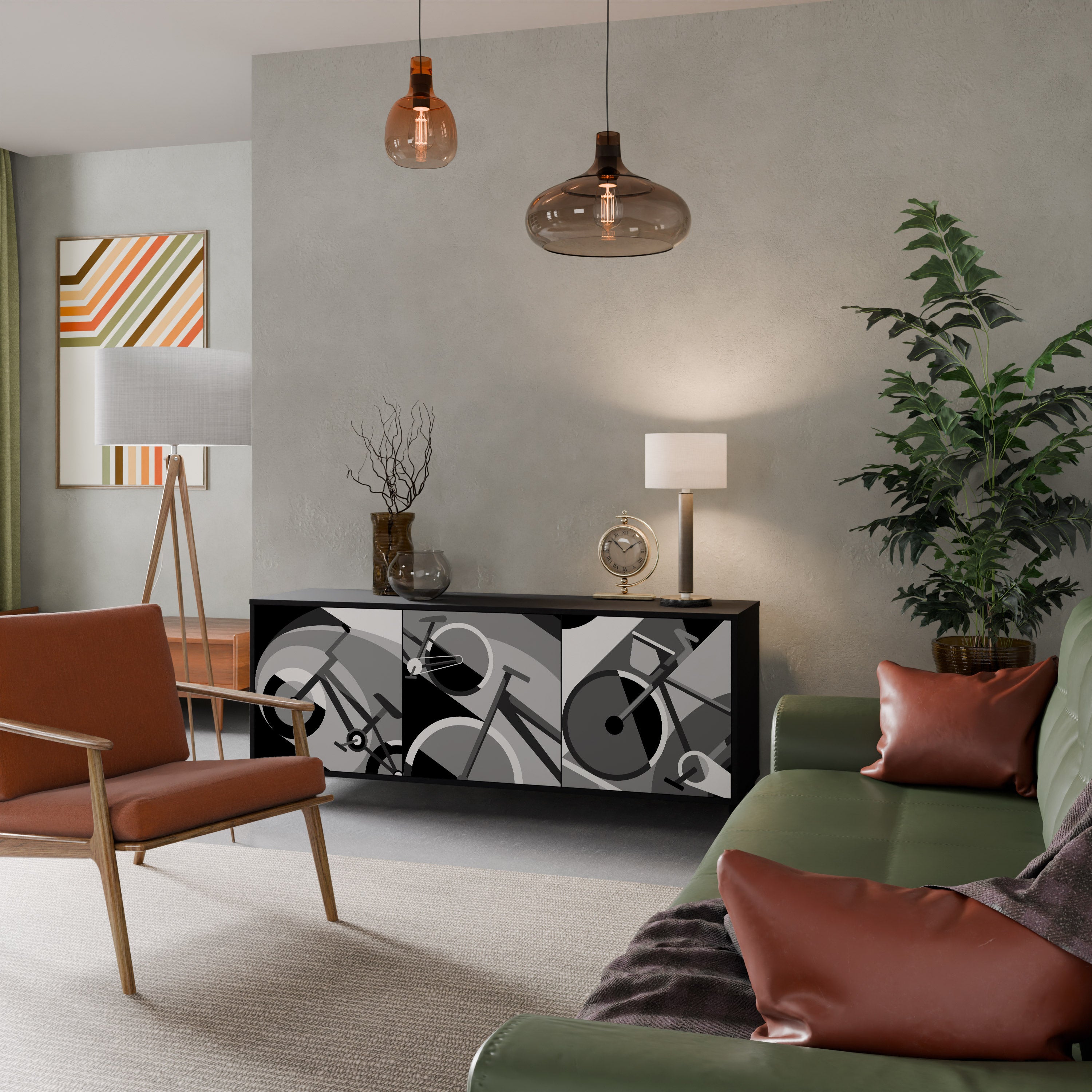 BIKE ENERGY 3-Door Sideboard in Black Finish