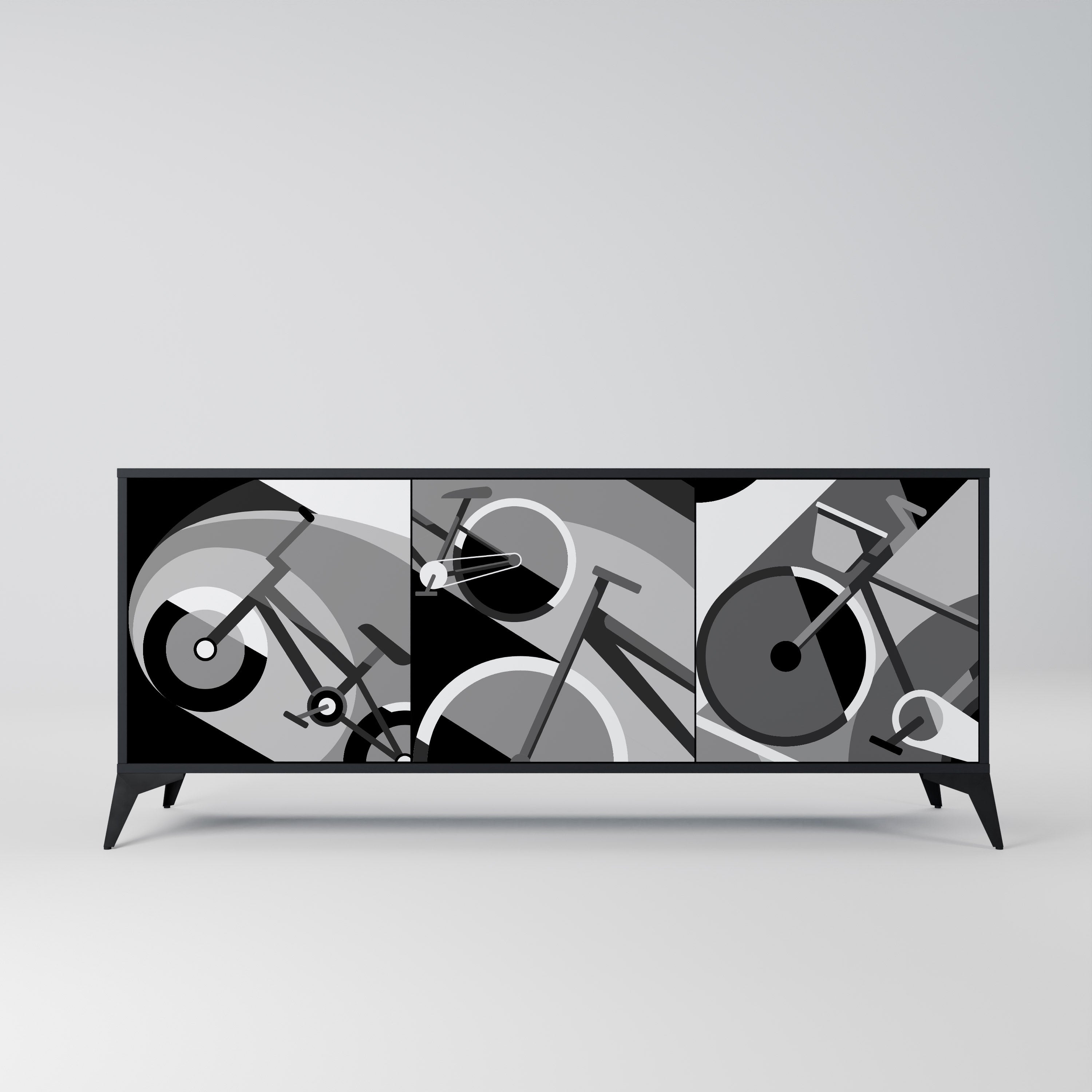 BIKE ENERGY 3-Door Sideboard in Black Finish