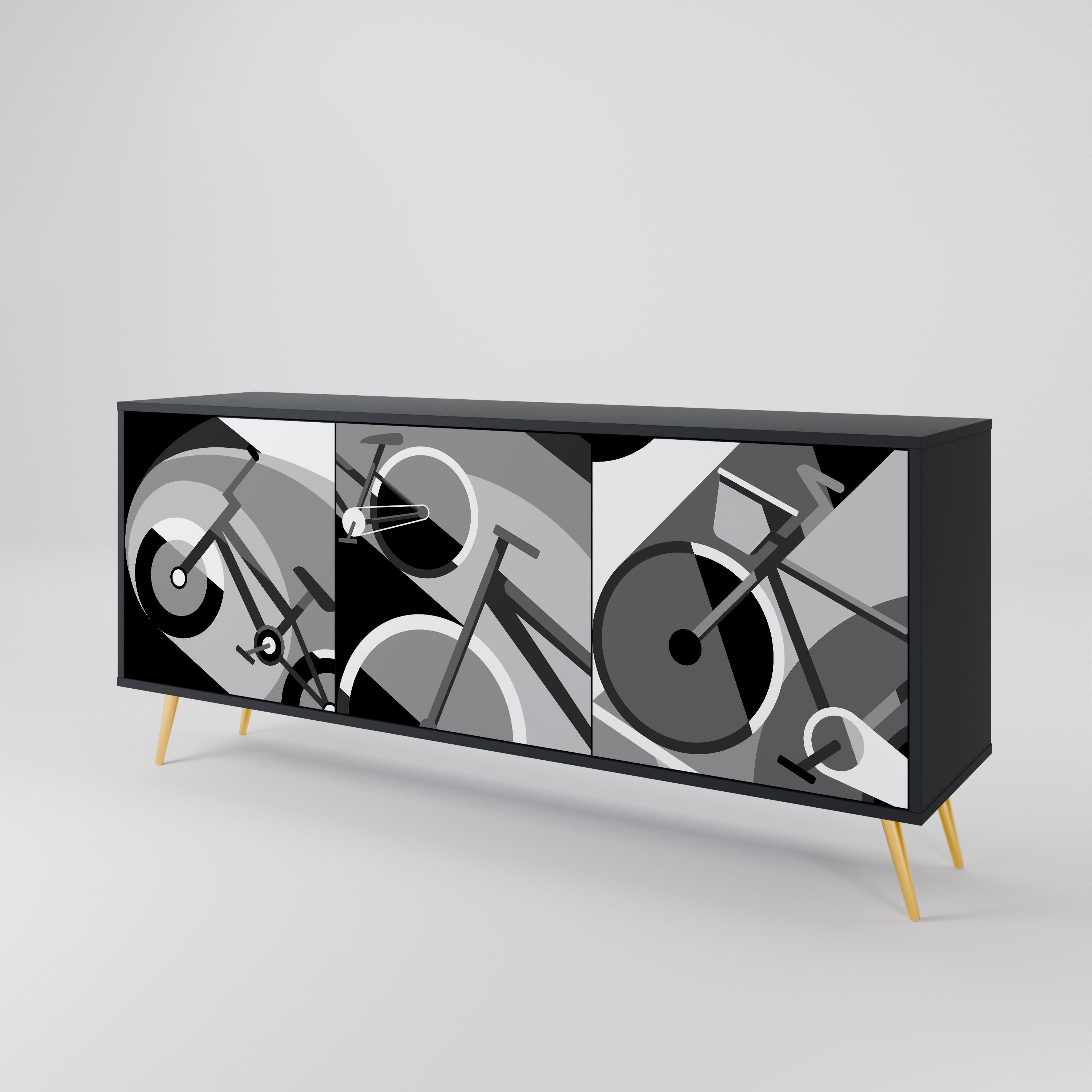 BIKE ENERGY 3-Door Sideboard in Black Finish
