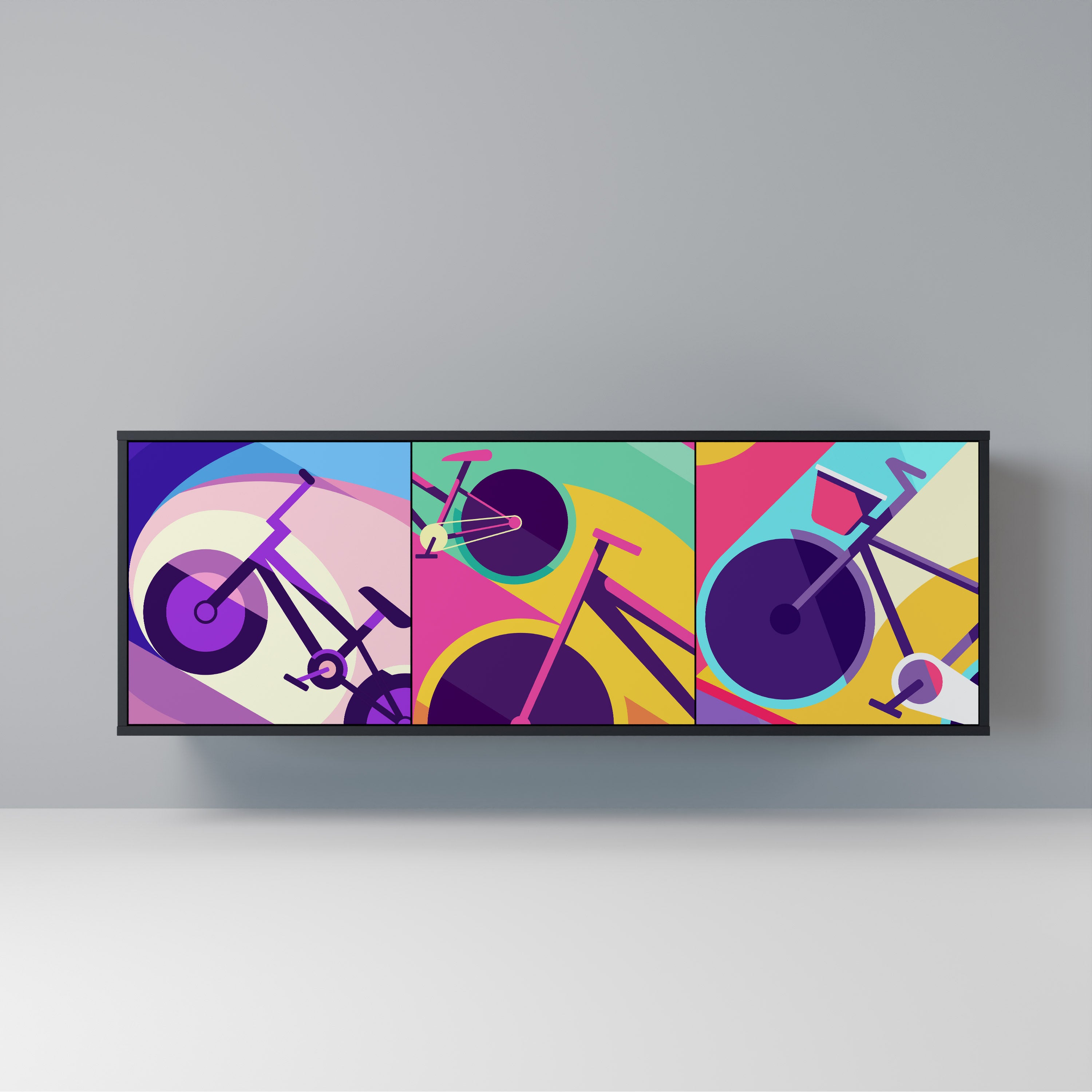 BIKE DREAMS 3-Door Sideboard in Black Finish