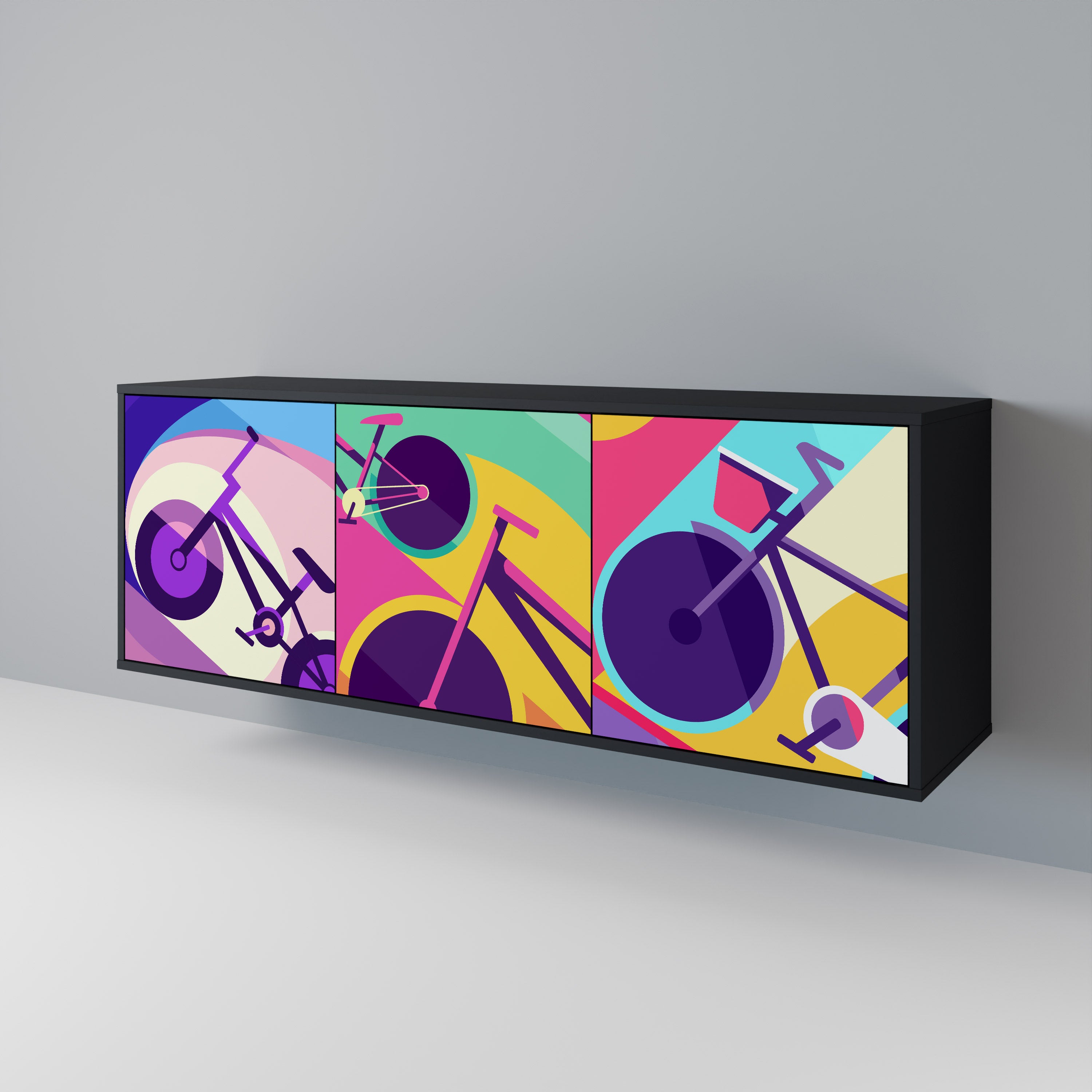 BIKE DREAMS 3-Door Sideboard in Black Finish