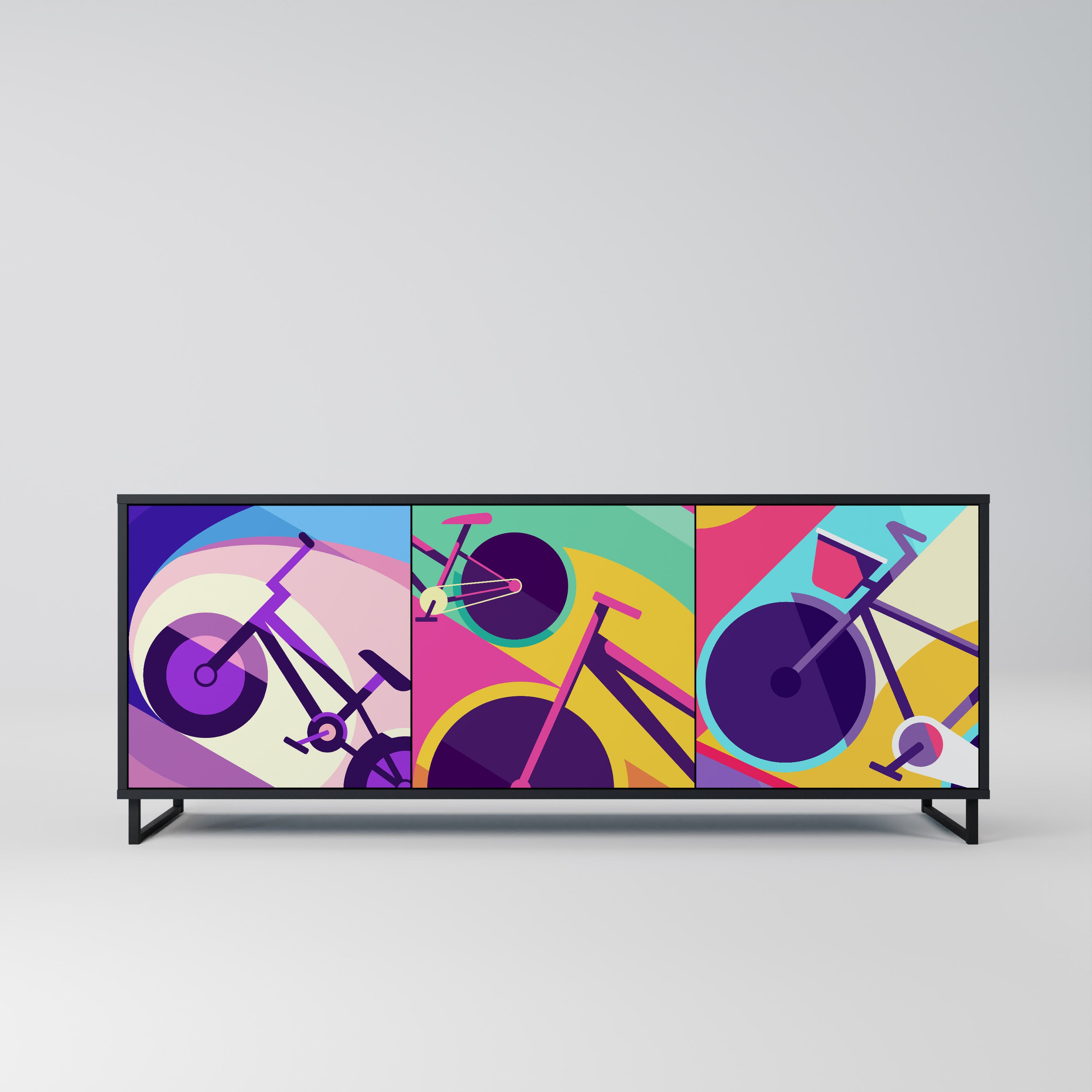 BIKE DREAMS 3-Door Sideboard in Black Finish