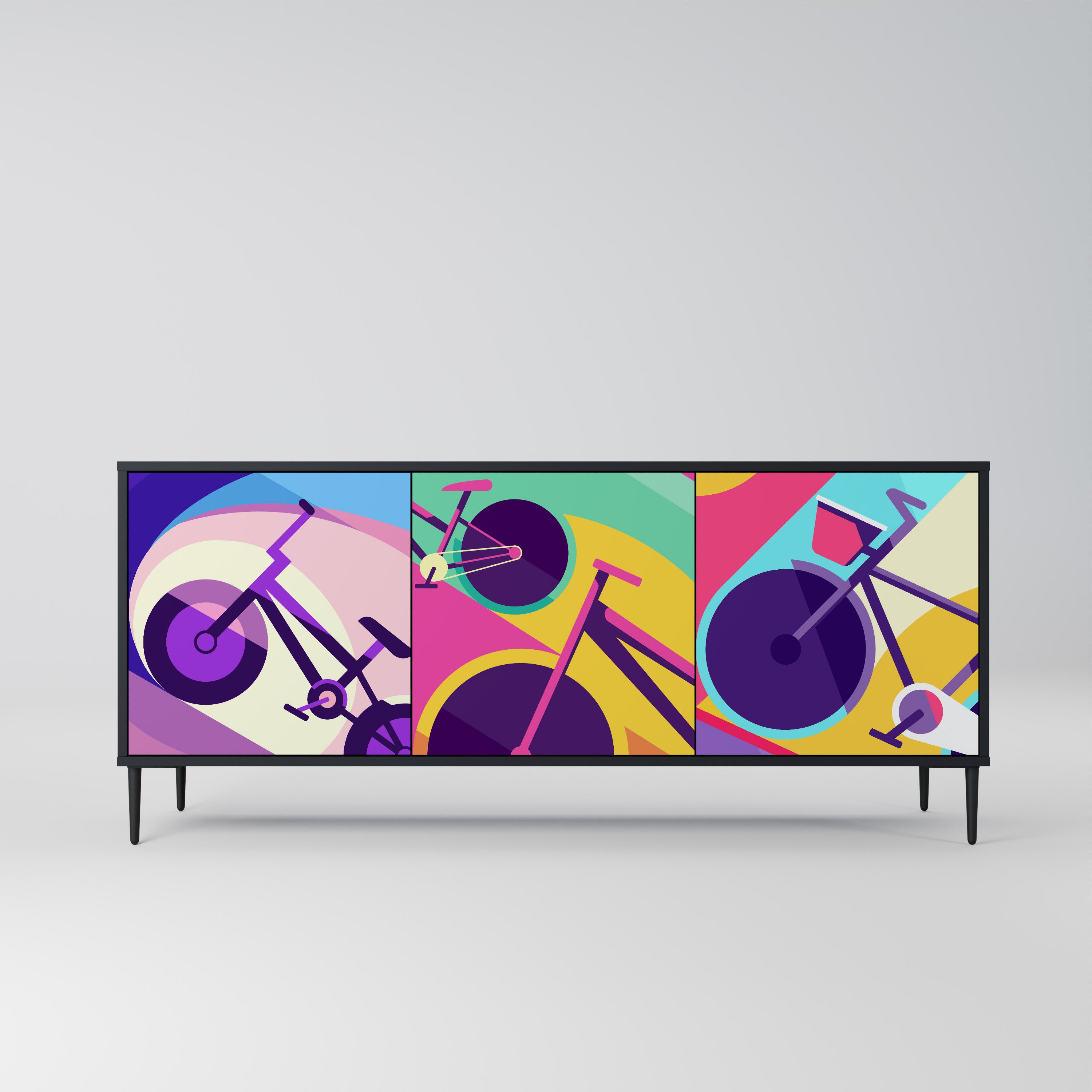 BIKE DREAMS 3-Door Sideboard in Black Finish