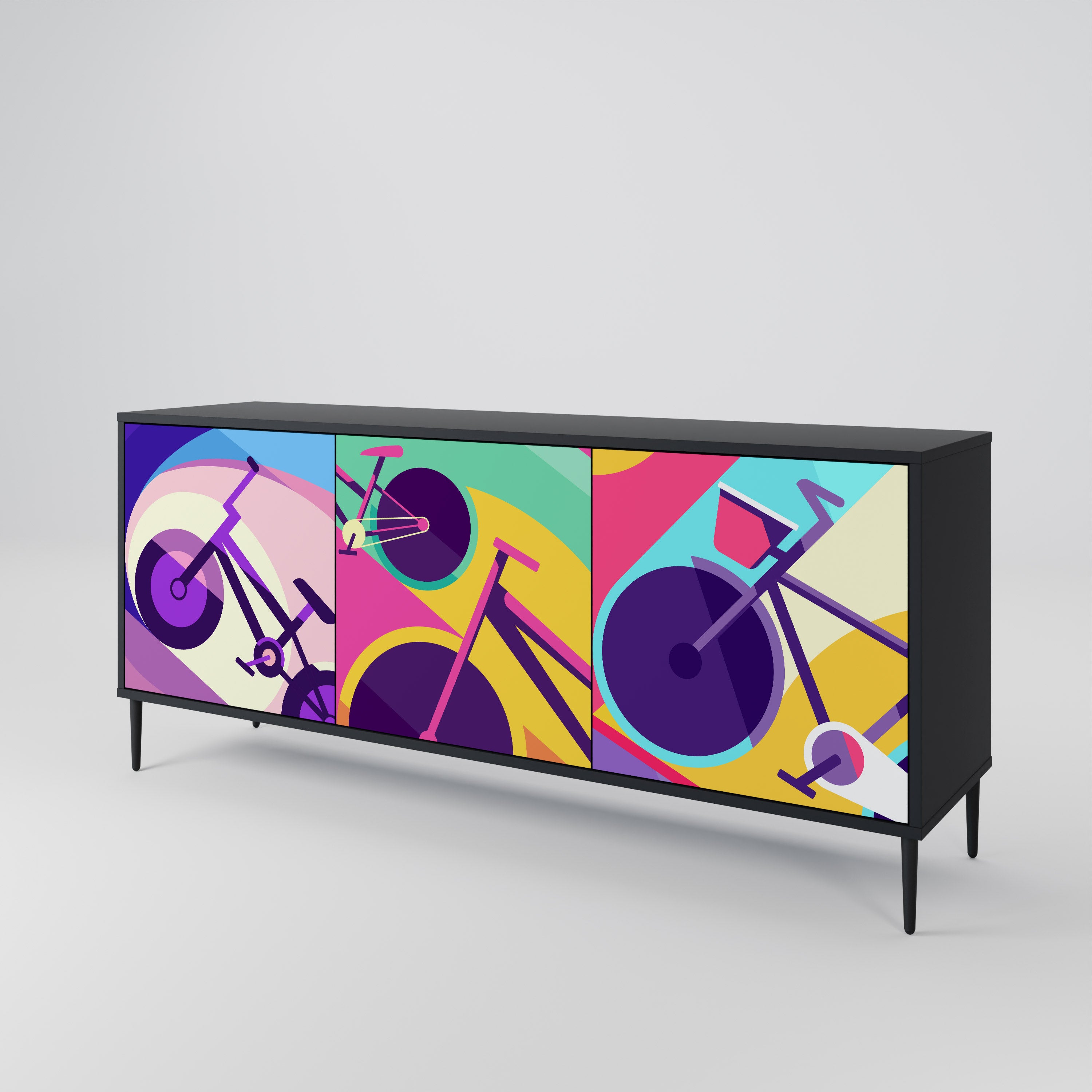 BIKE DREAMS 3-Door Sideboard in Black Finish