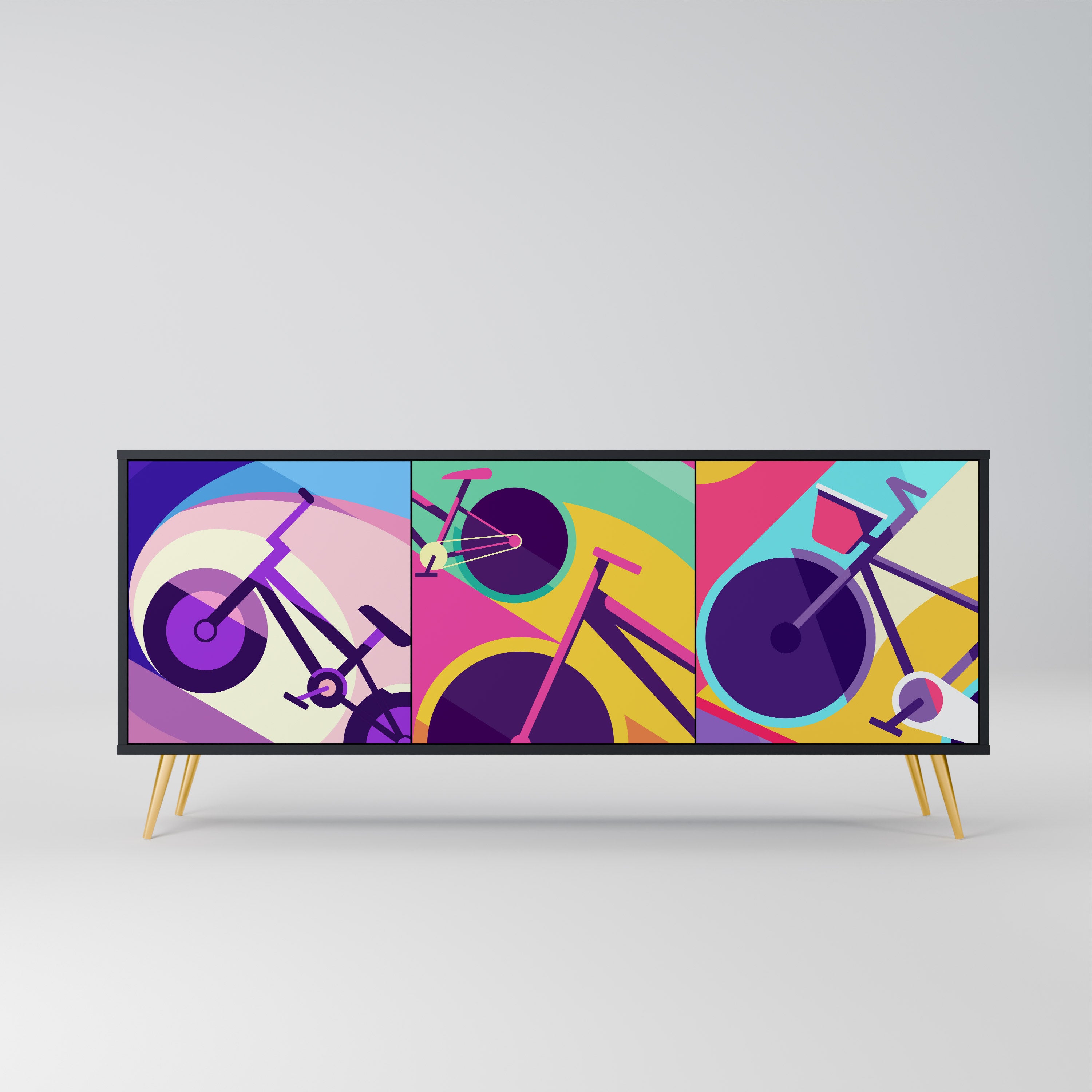 BIKE DREAMS 3-Door Sideboard in Black Finish