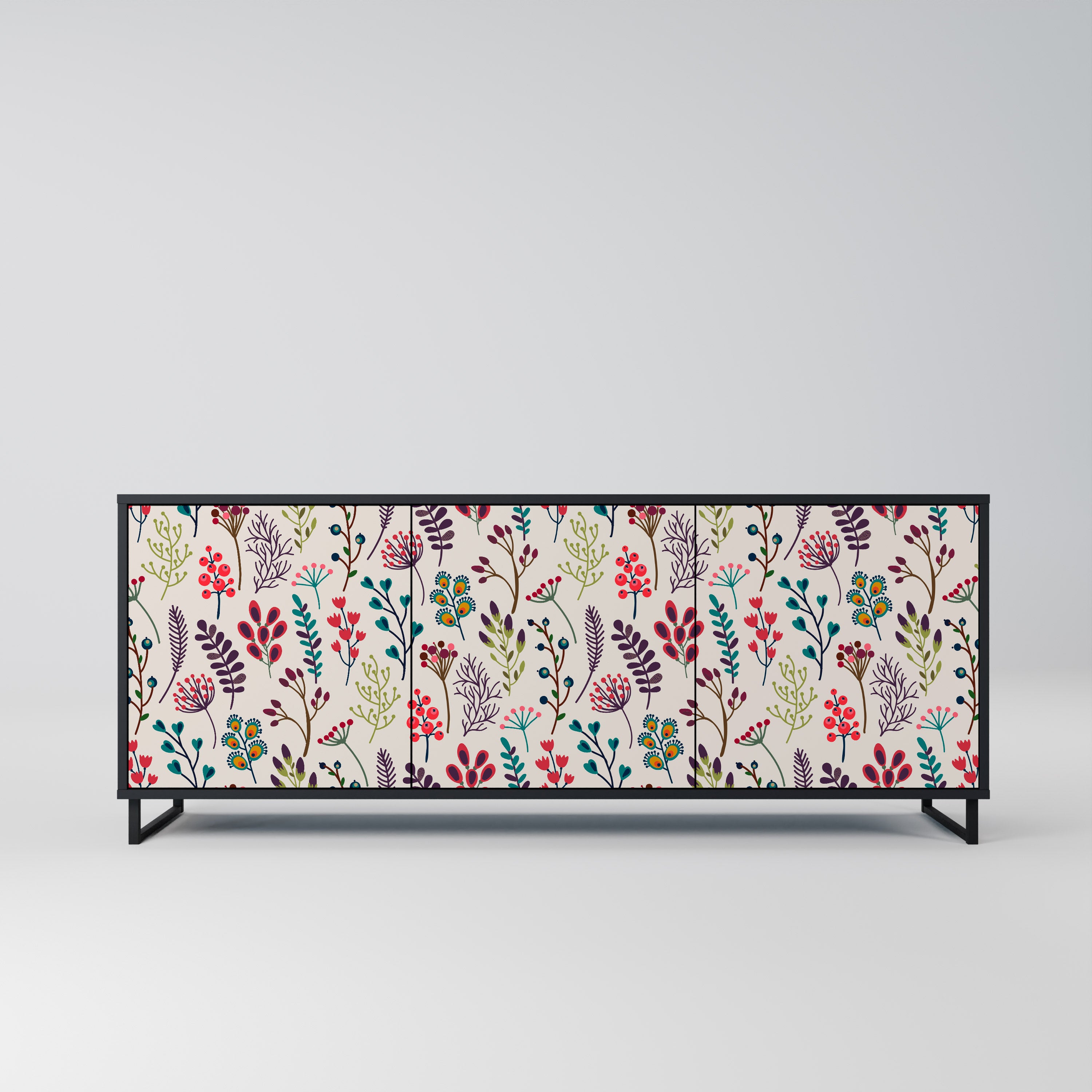 AUTUMN SUNDRIES 3-Door Sideboard in Black Finish