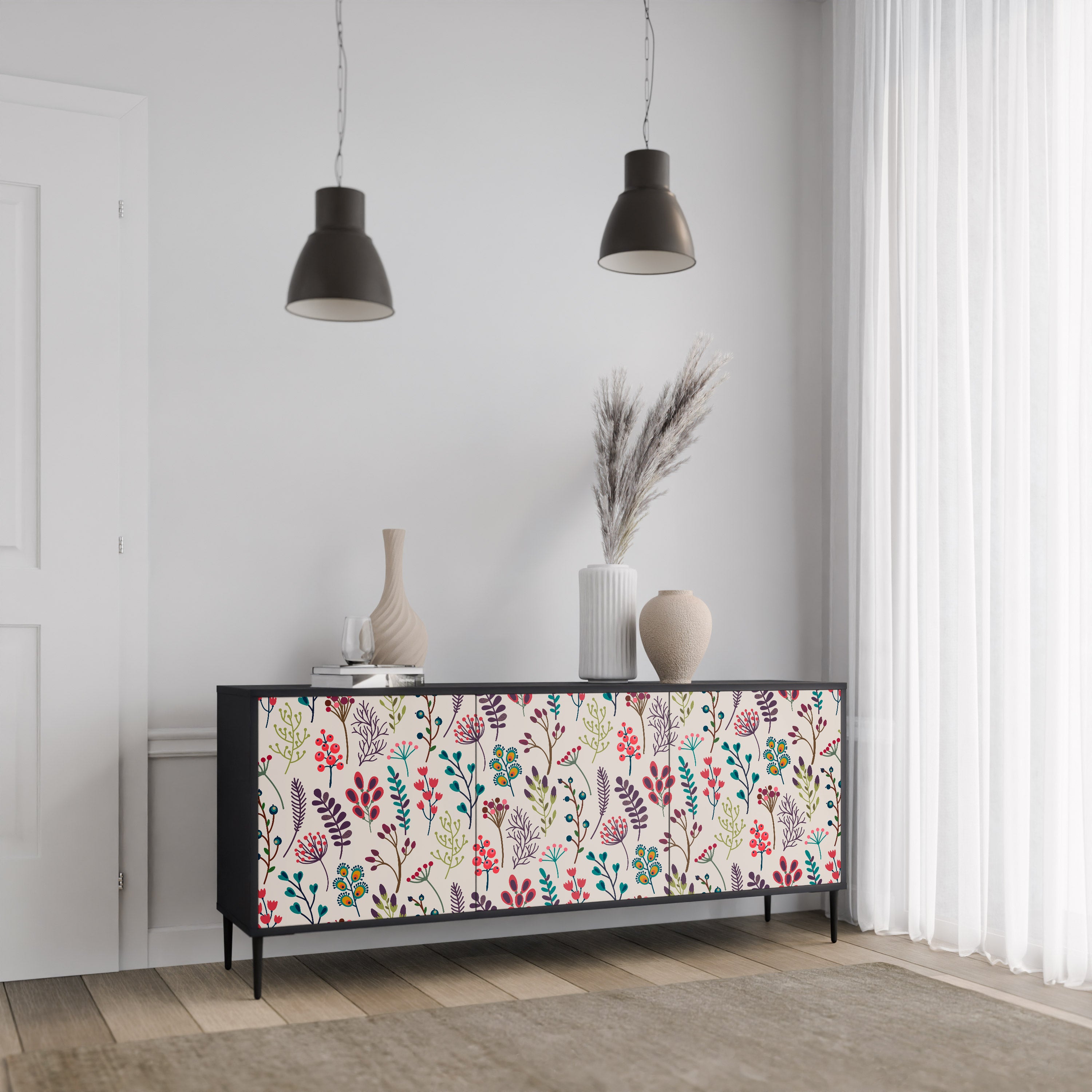 AUTUMN SUNDRIES 3-Door Sideboard in Black Finish