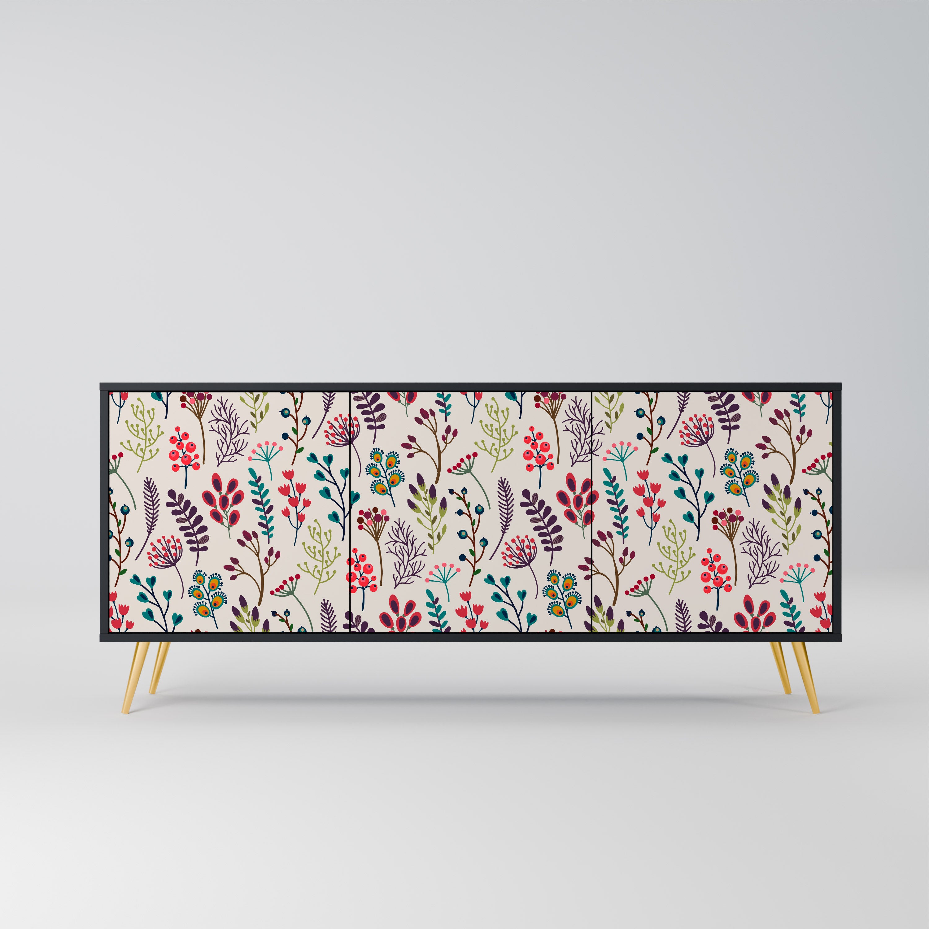 AUTUMN SUNDRIES 3-Door Sideboard in Black Finish