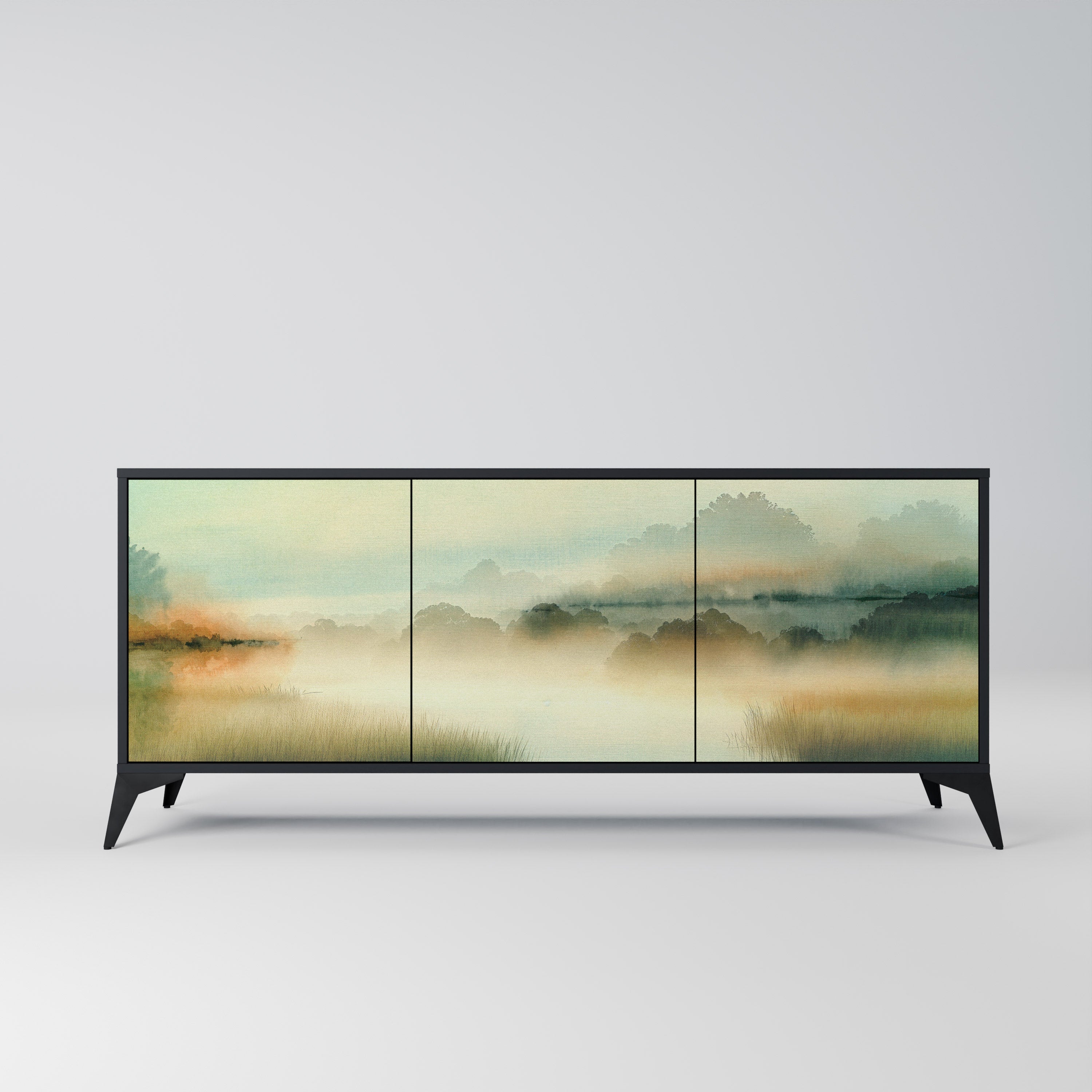 MORNING BY THE LAKE 3-Door Sideboard in Black Finish