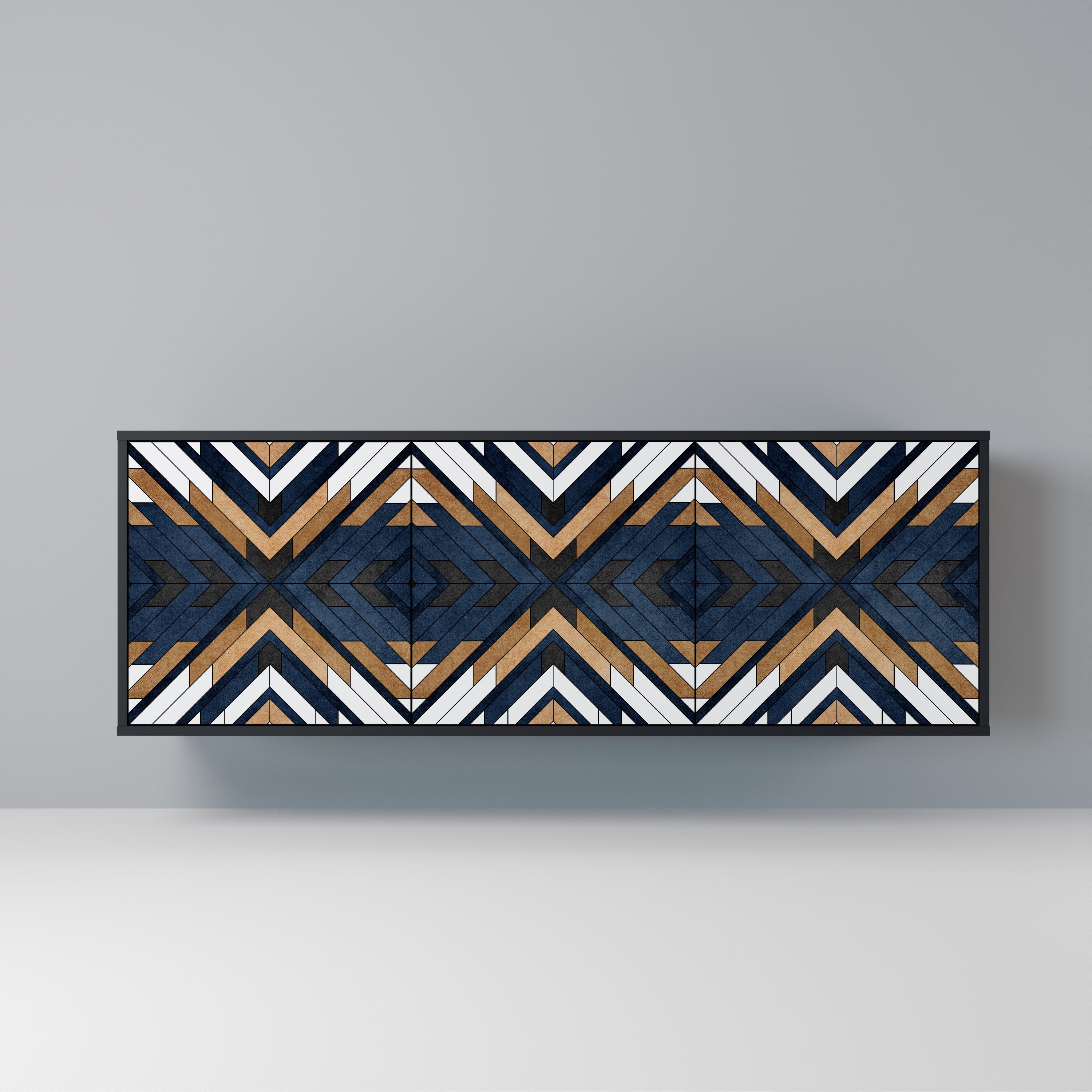 ARTFUL GEOMETRY 3-Door Sideboard in Black Finish