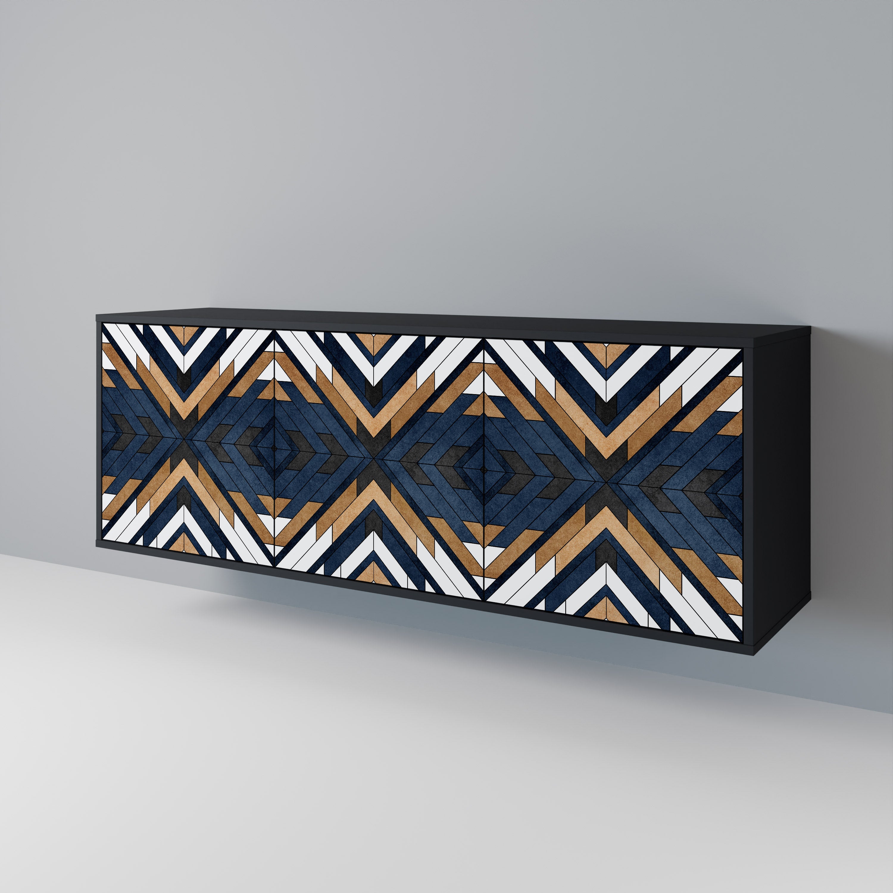 ARTFUL GEOMETRY 3-Door Sideboard in Black Finish