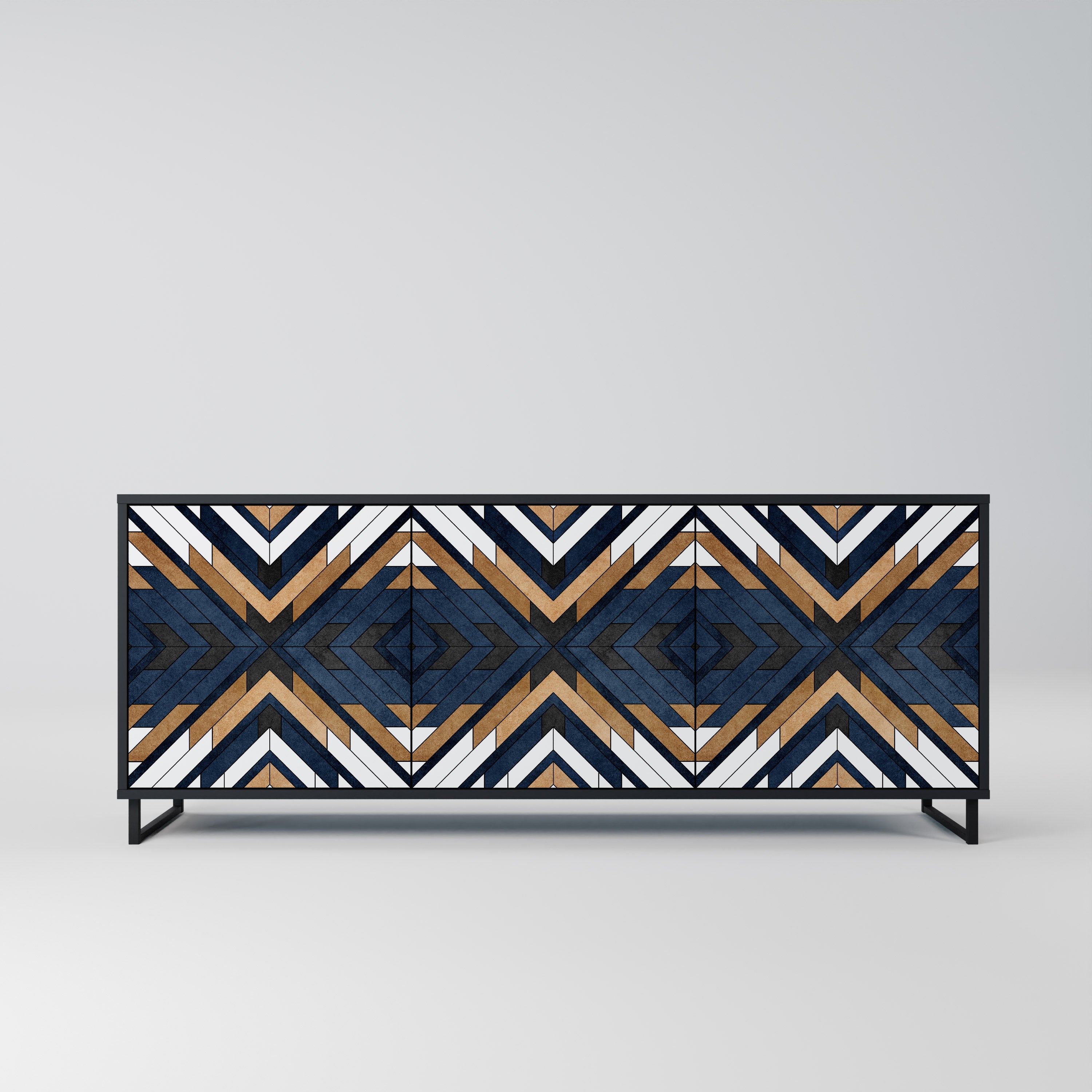 ARTFUL GEOMETRY 3-Door Sideboard in Black Finish