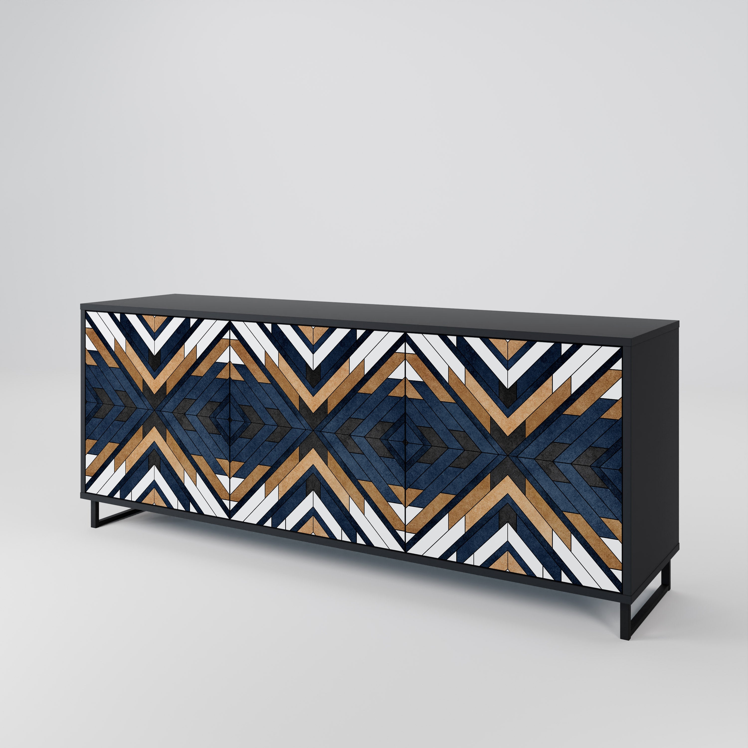 ARTFUL GEOMETRY 3-Door Sideboard in Black Finish