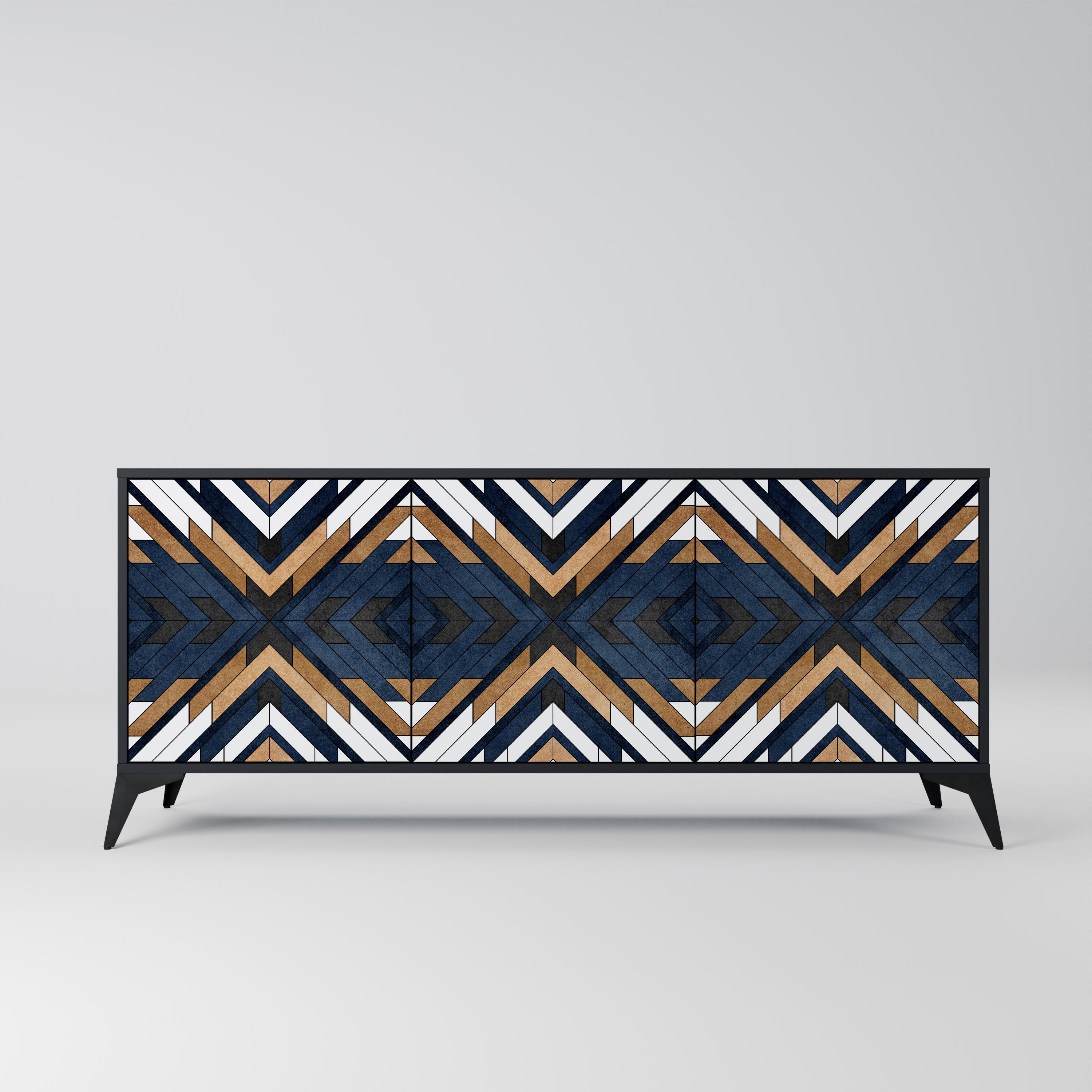 ARTFUL GEOMETRY 3-Door Sideboard in Black Finish