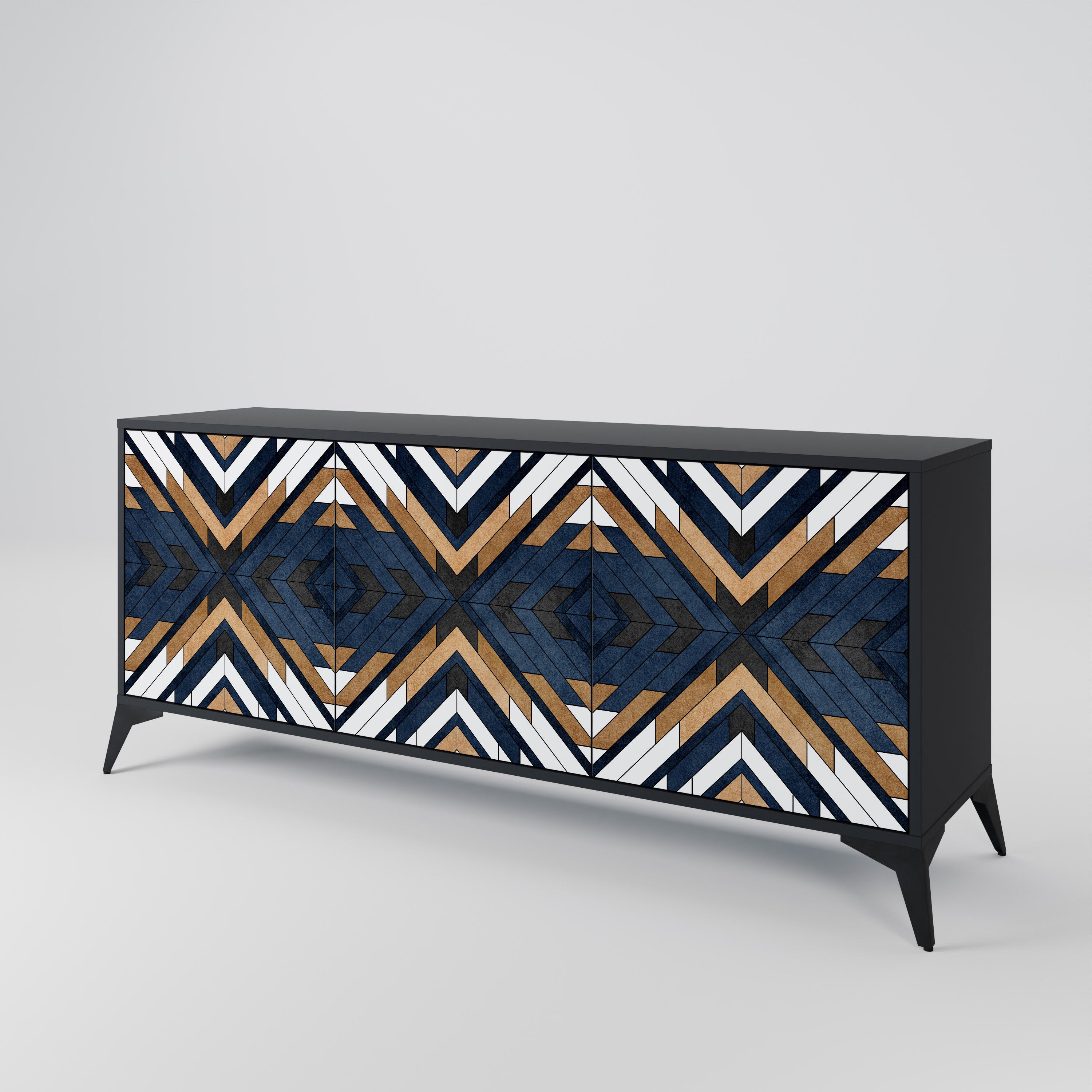 ARTFUL GEOMETRY 3-Door Sideboard in Black Finish